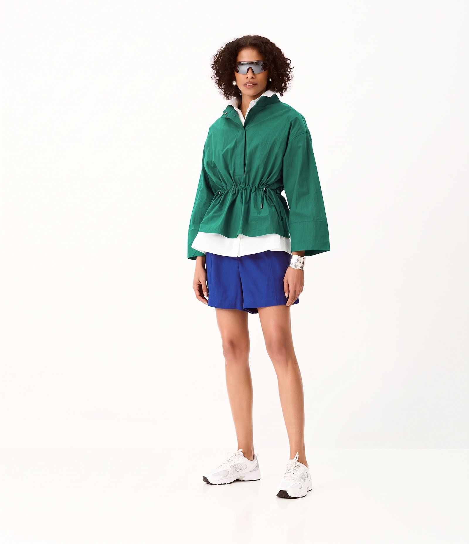 Short em Viscolinho com Cós Elástico Azul 3