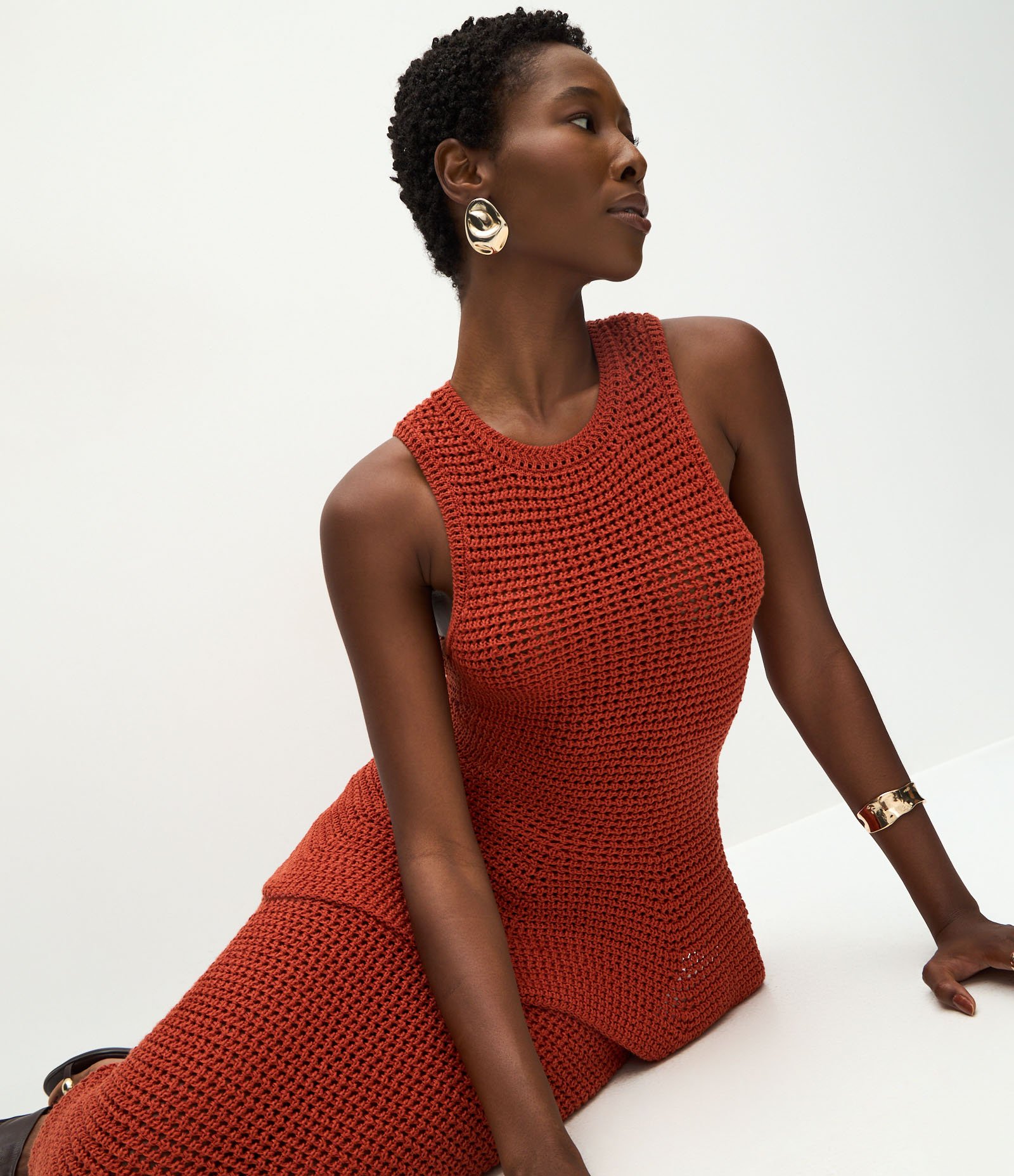 Blusa Peplum em Tricô com Ponto Crechetado Laranja 5