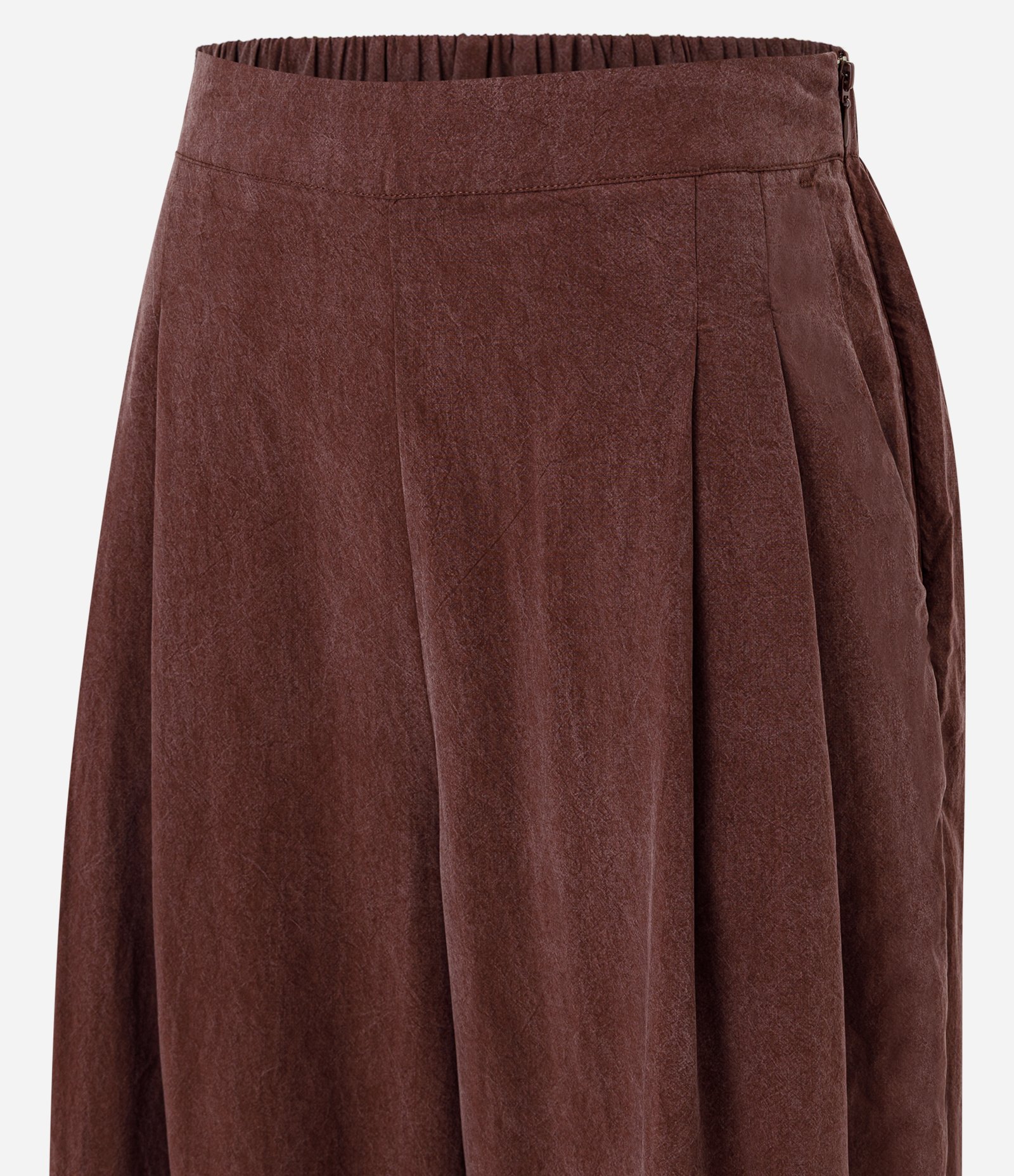 Calça Wide Leg em Liocel com Cós Elástico Bordô 7