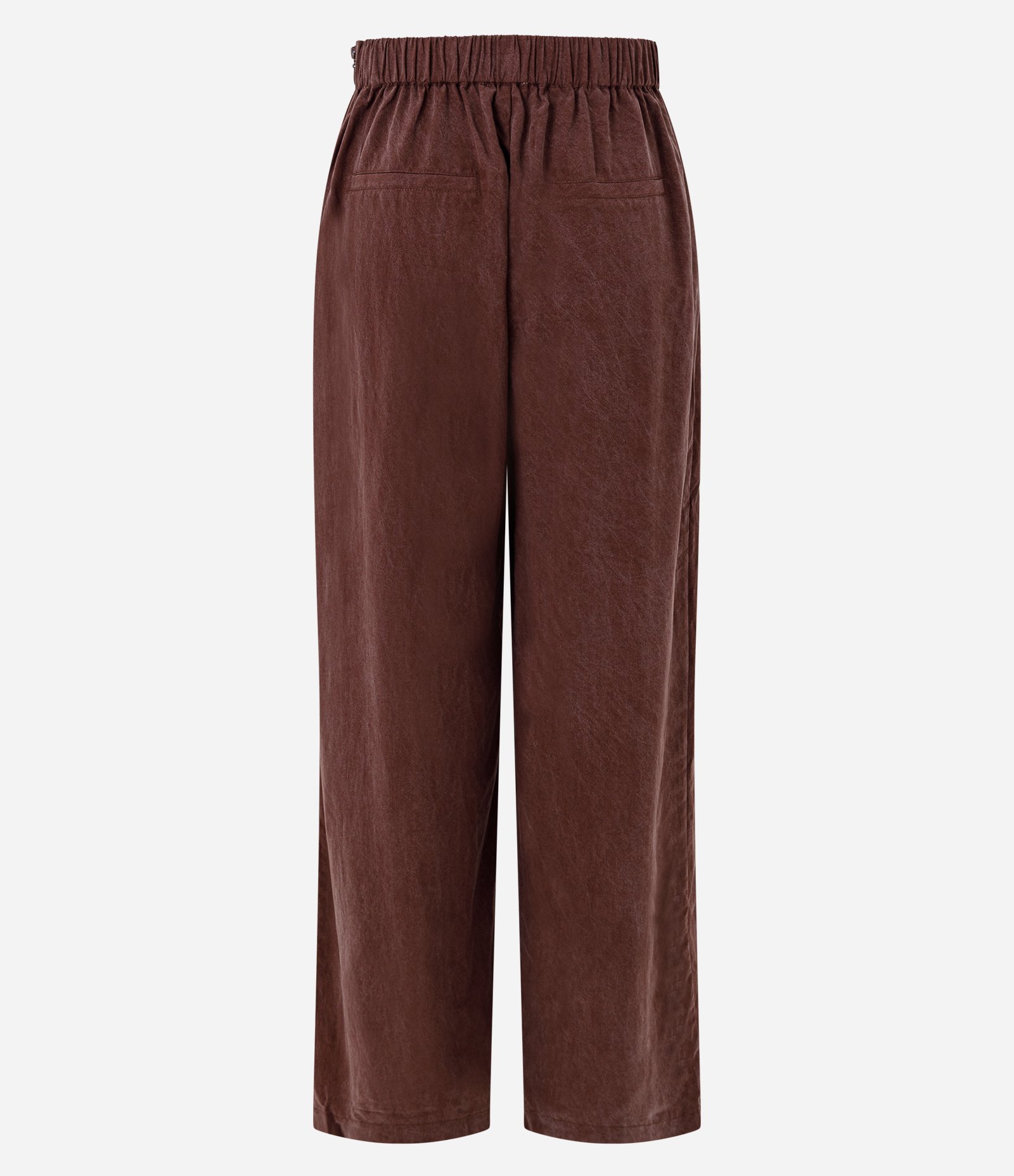 Calça Wide Leg em Liocel com Cós Elástico Bordô 8