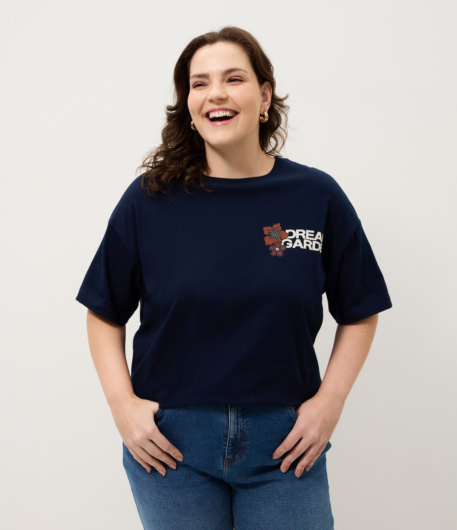Camiseta Oversized Dream Garden Curve & Plus Size Azul 2