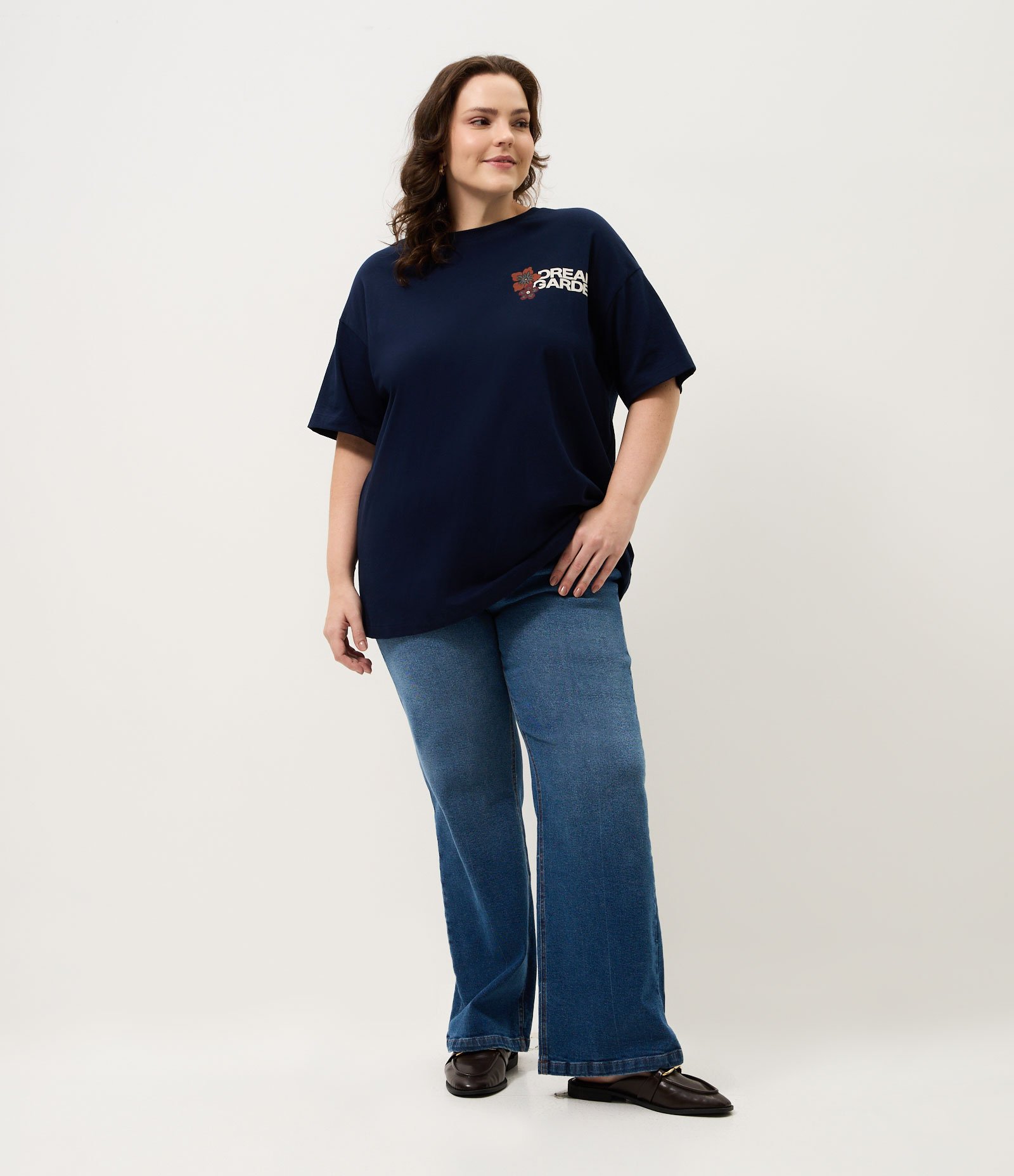 Camiseta Oversized Dream Garden Curve & Plus Size Azul 3