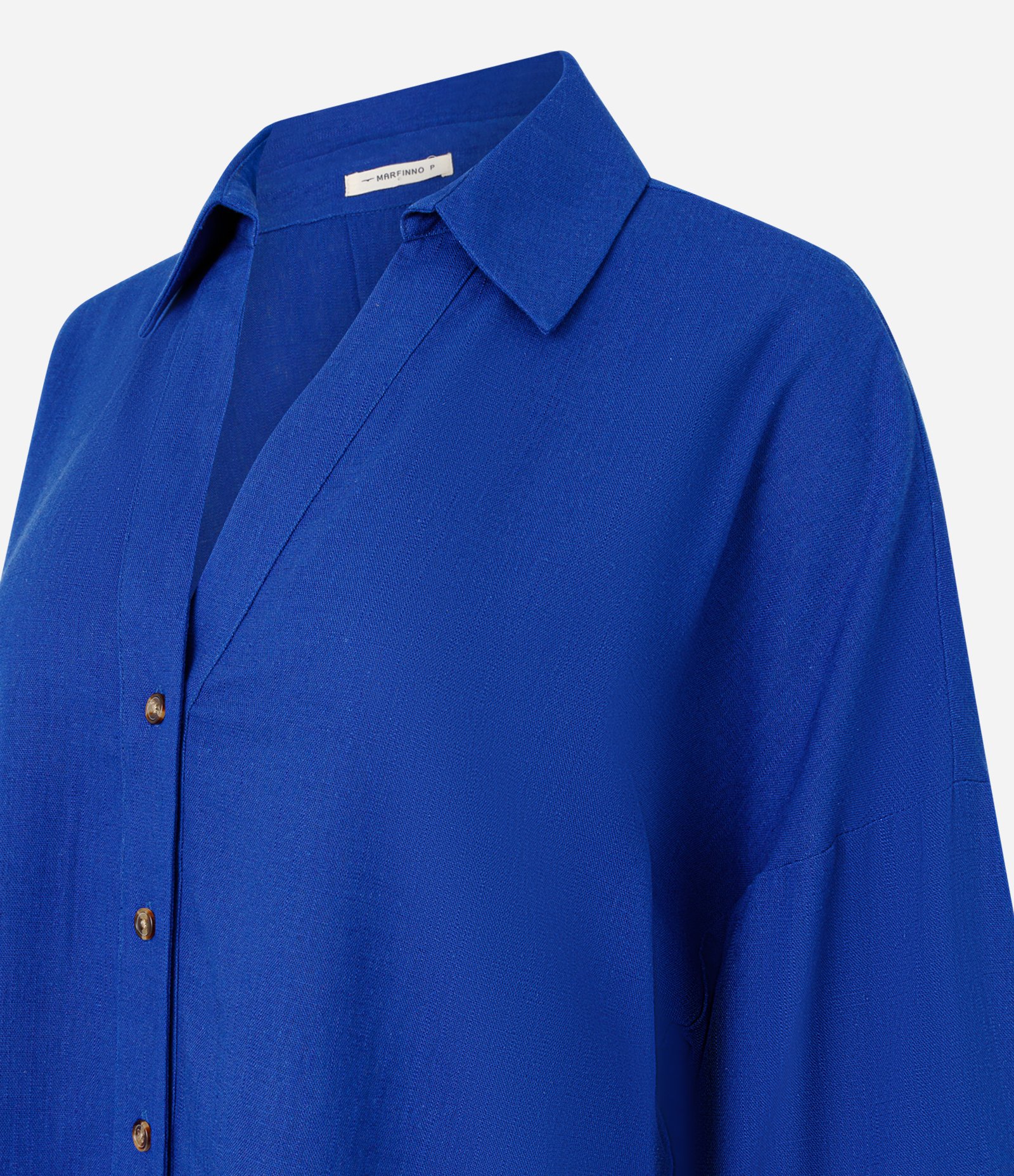 Camisa em Viscolinho com Gola Padre Azul 5