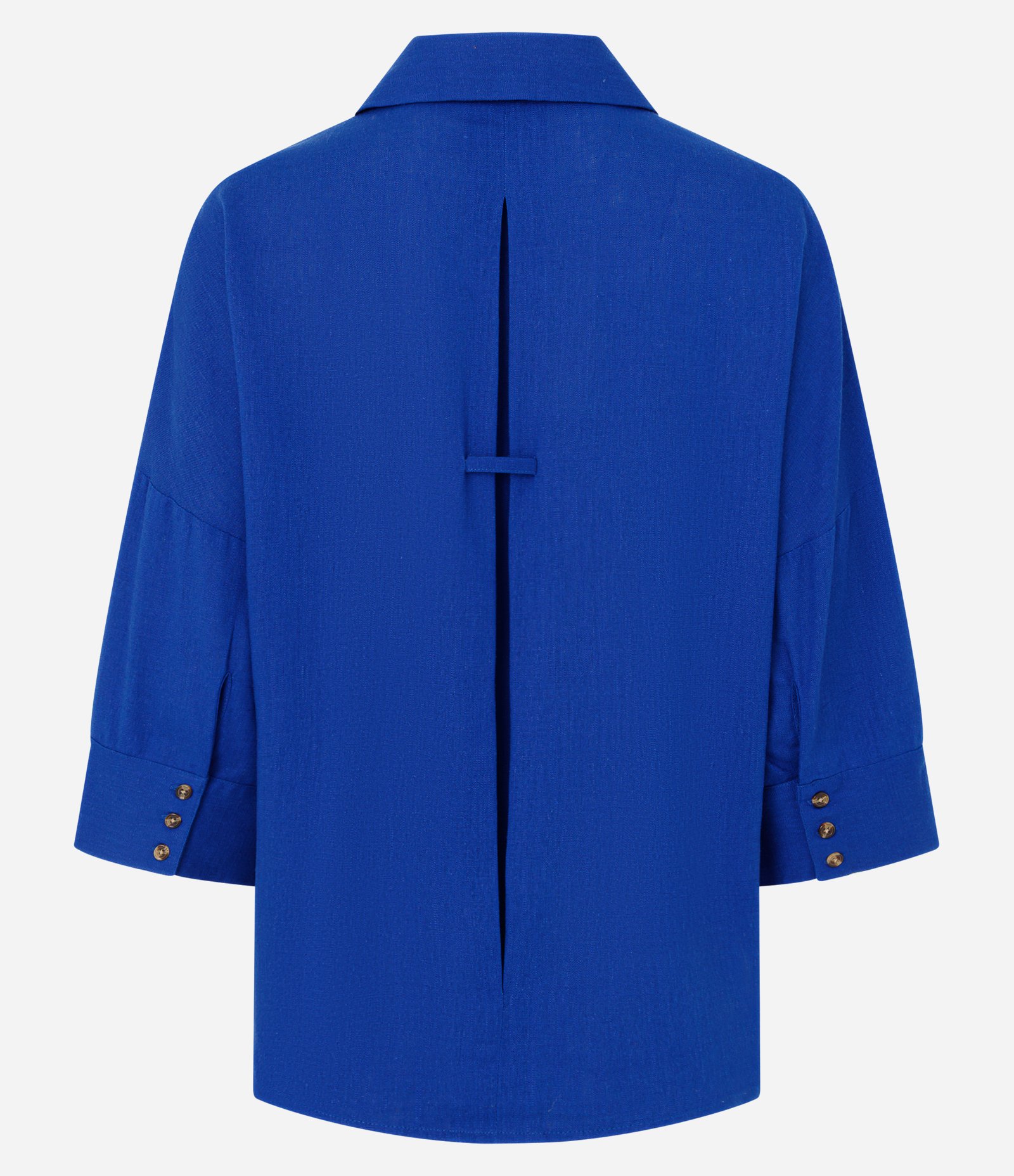 Camisa em Viscolinho com Gola Padre Azul 6