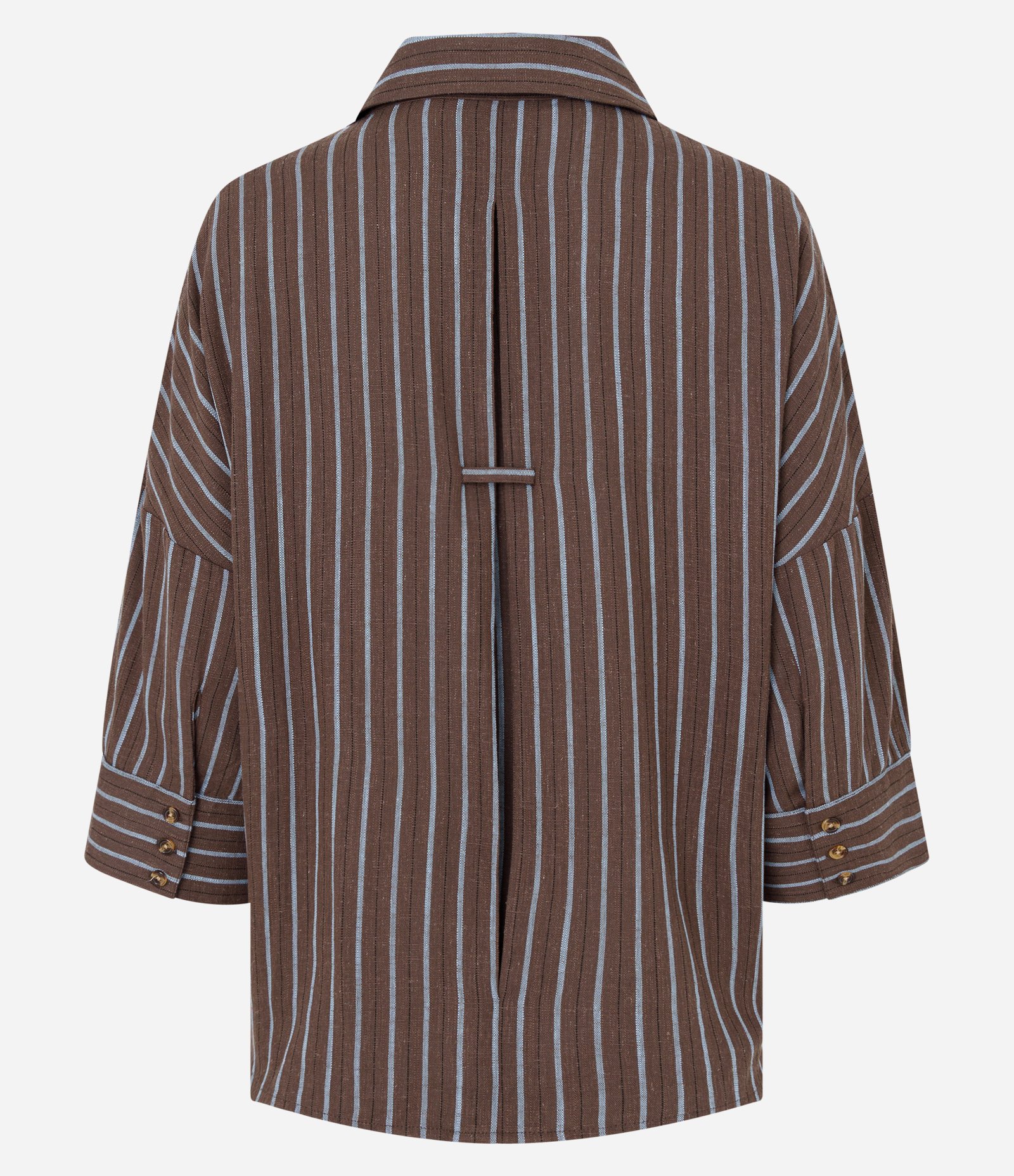 Camisa em Viscolinho com Estampa Listrada Marrom 6
