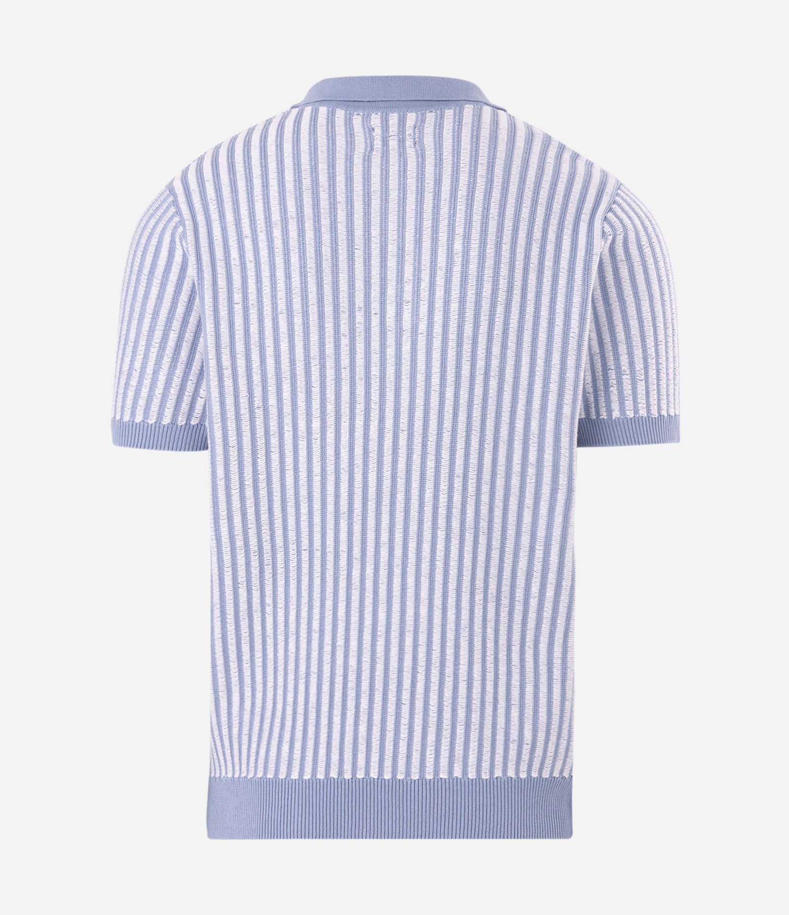 Polo Tricô Listrada Vertical Bicolor Azul 2