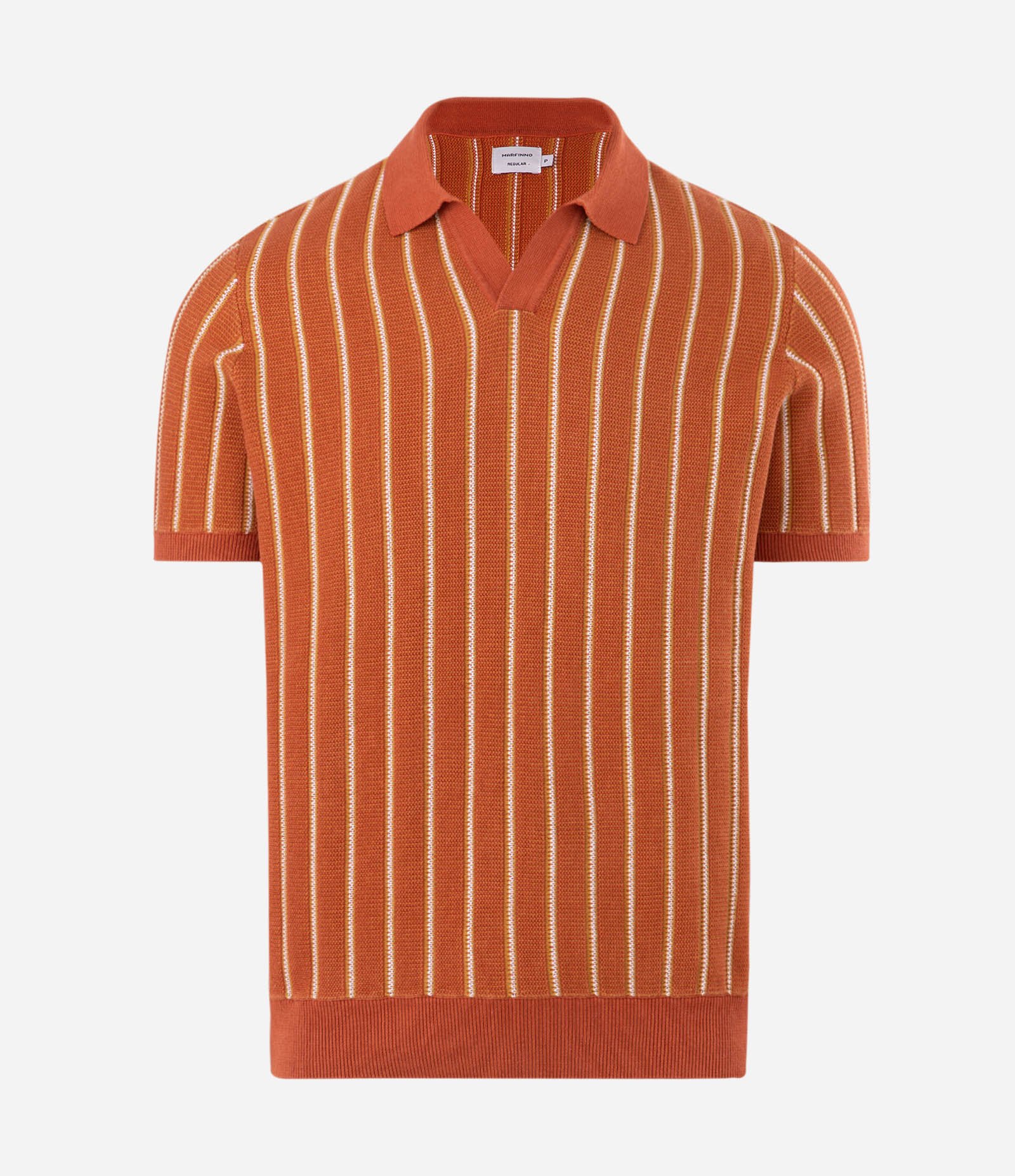 Polo Tricô Listrada Texturizada Marrom 5