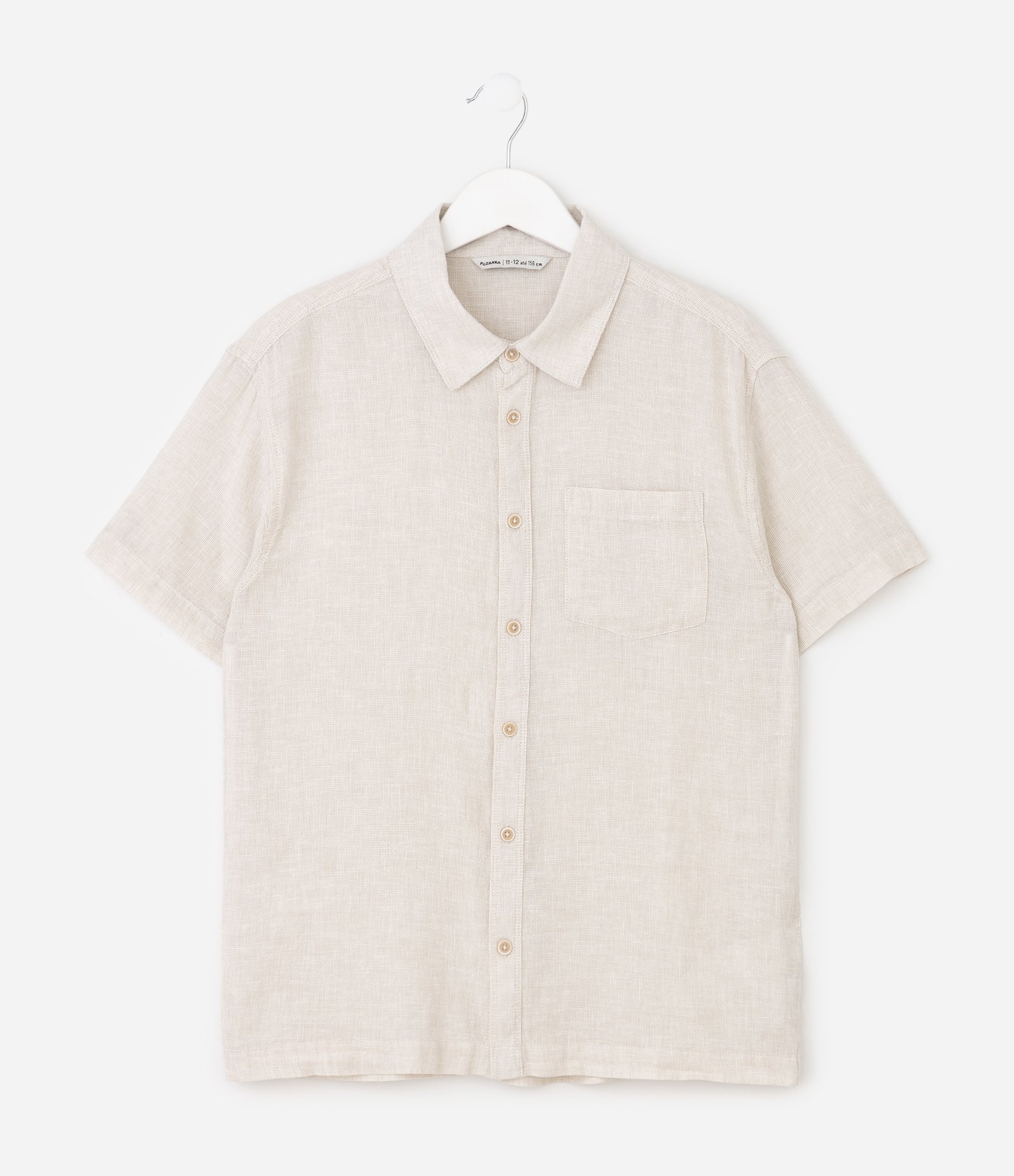 Camisa Infantil com Botões e Bolso – Tam 5 a 14 Anos Bege Claro 2