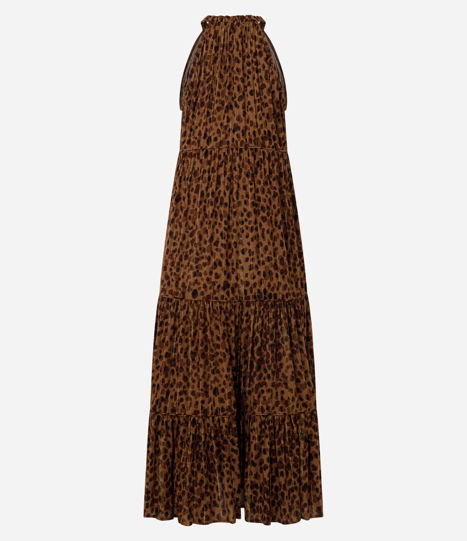 Vestido Longo em Viscose com Estampa Animal Print Marrom 3