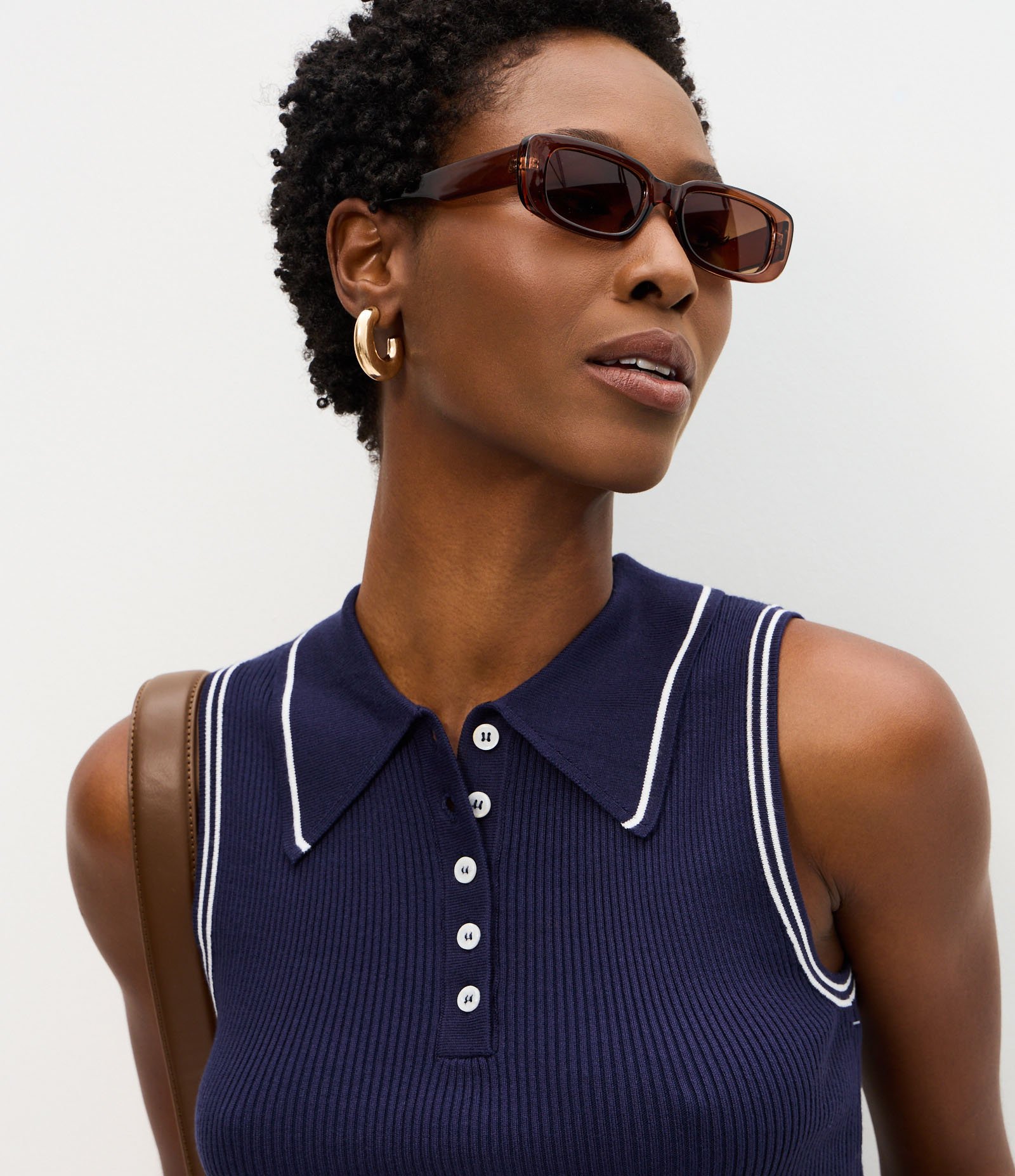 Blusa Regular em Tricô com Viés Contrastantes Azul 2