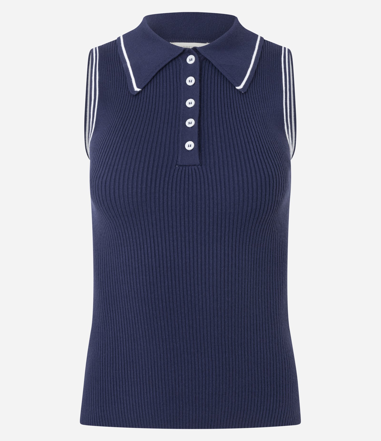 Blusa Regular em Tricô com Viés Contrastantes Azul 3
