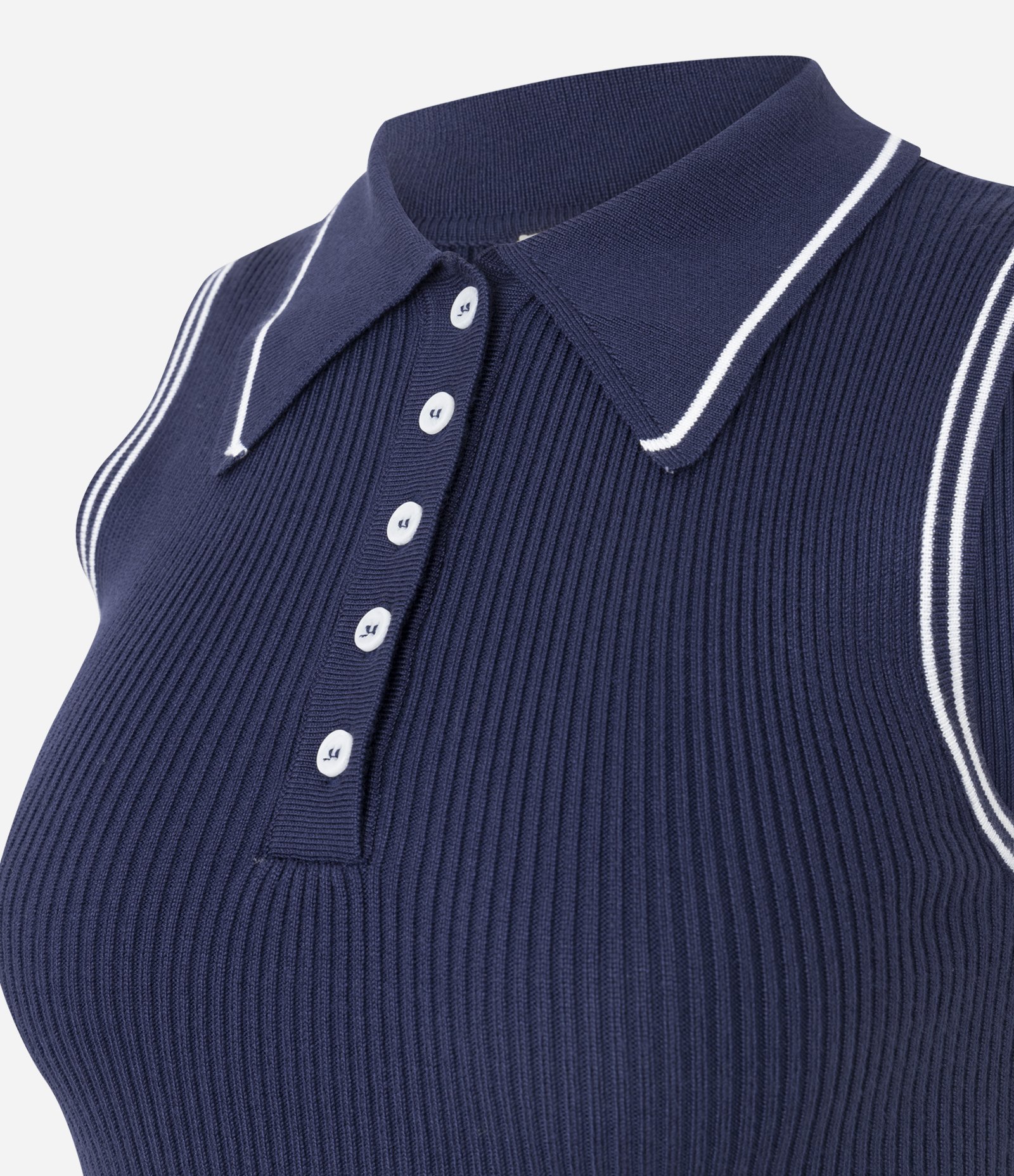 Blusa Regular em Tricô com Viés Contrastantes Azul 4