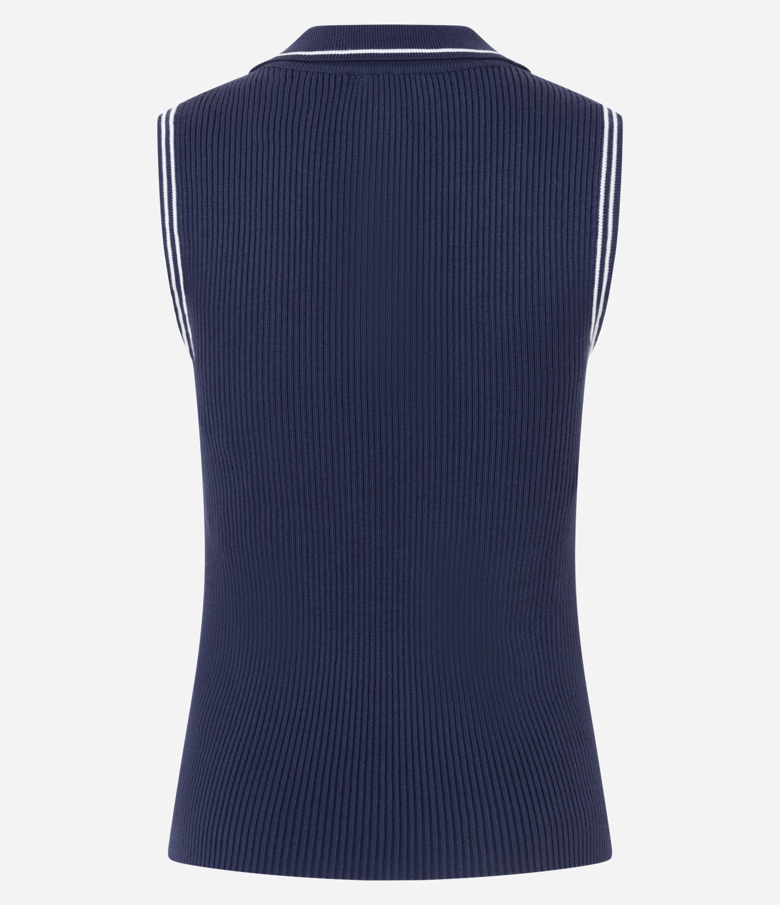 Blusa Regular em Tricô com Viés Contrastantes Azul 5