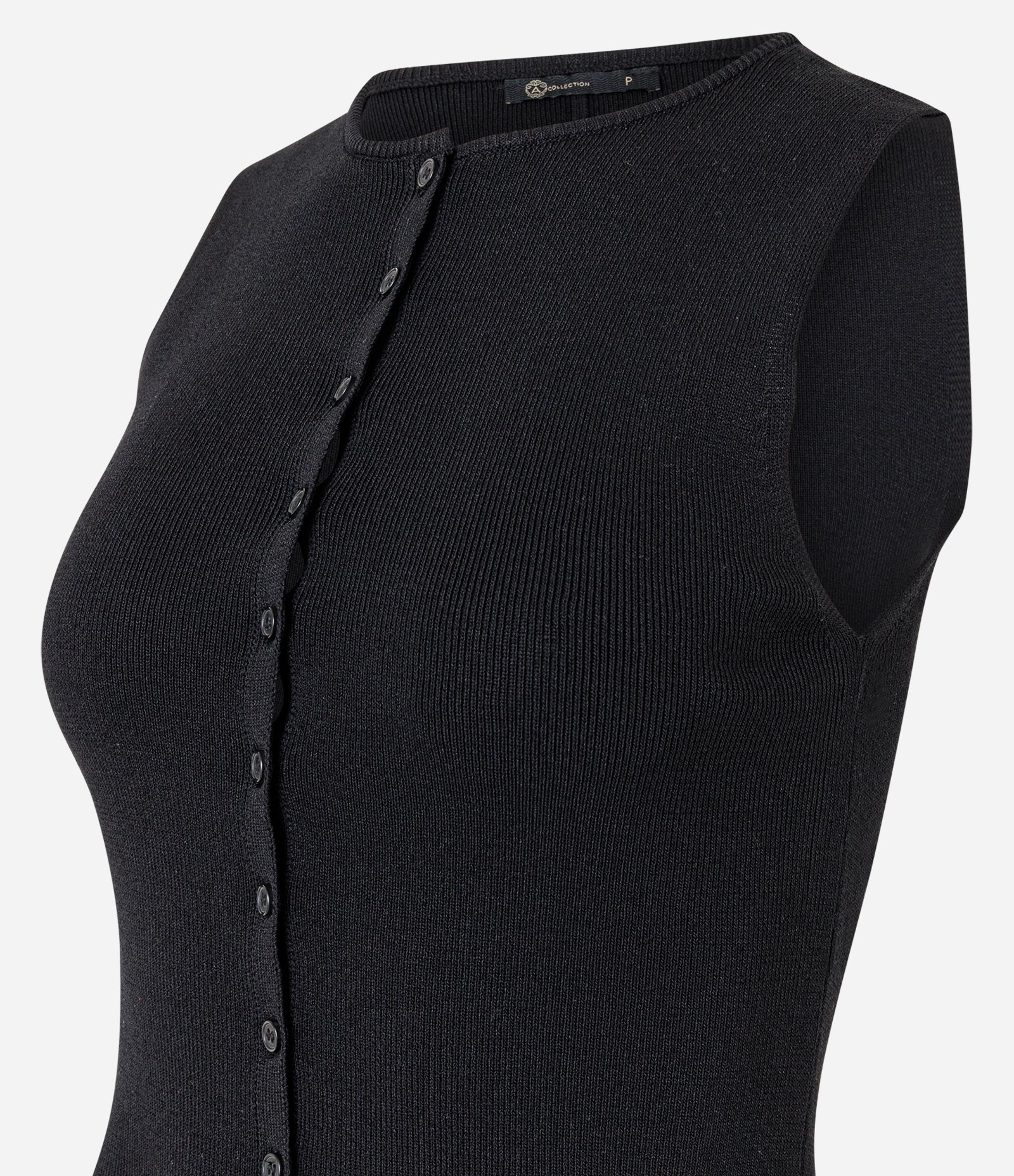Blusa Peplum Regular em Tricô com Mini Botões Preto 2