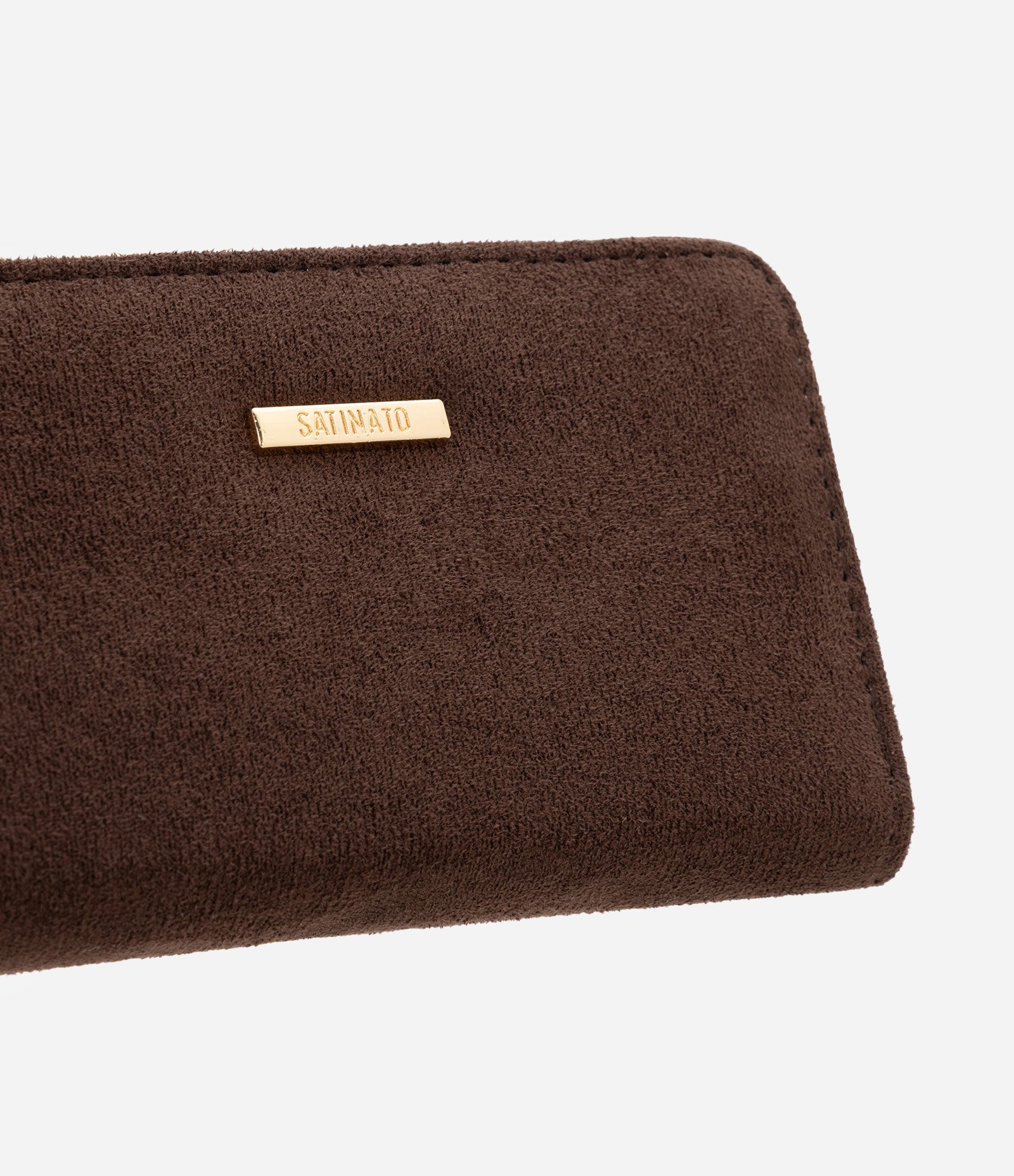 Carteira Pequena em Suede com Alça de Mão Marrom 4
