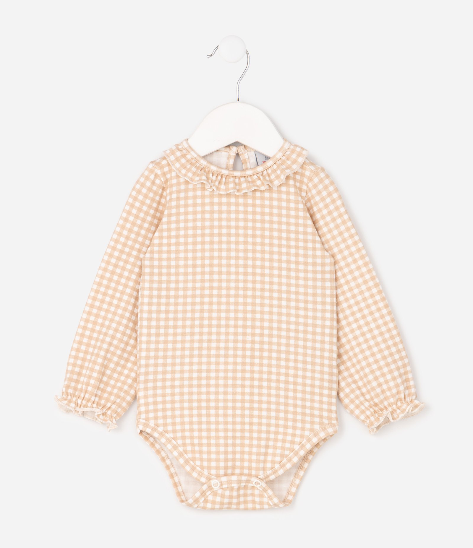 Body Infantil com Colete em Textura Tricô – Tam 0 a 18 Meses Bege 5