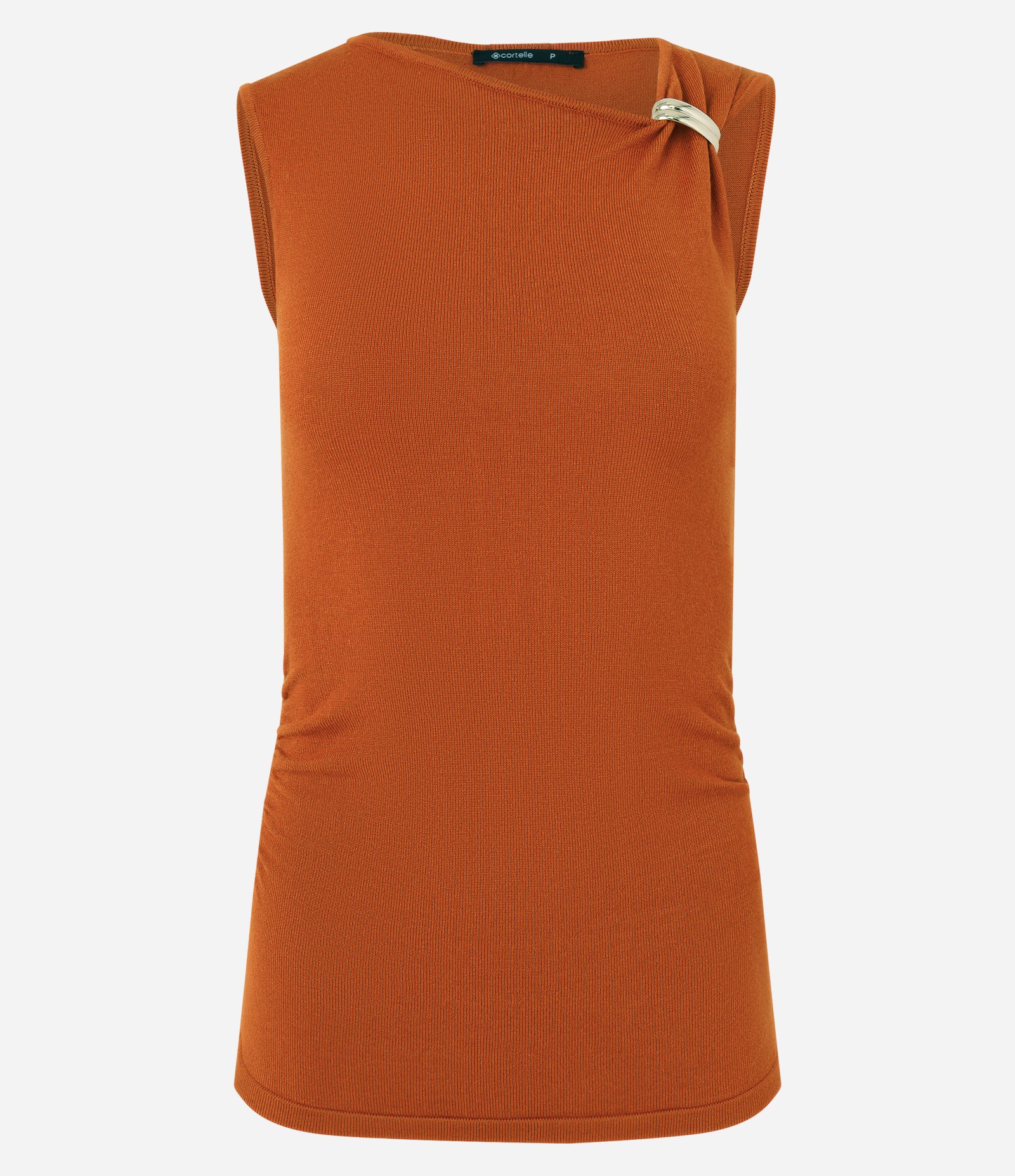 Blusa Alongada em Tricô com Aviamento na Alça Laranja 1
