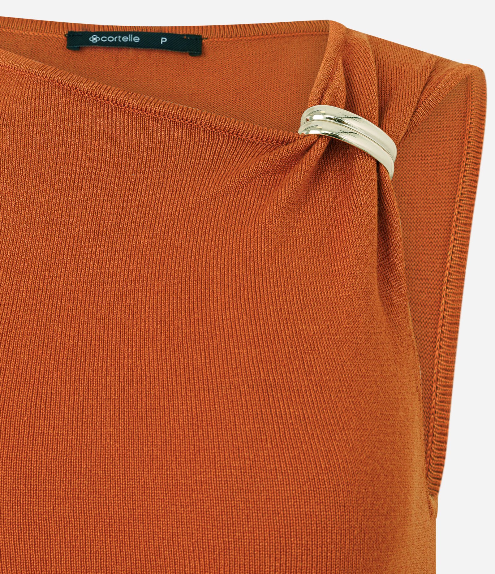 Blusa Alongada em Tricô com Aviamento na Alça Laranja 2