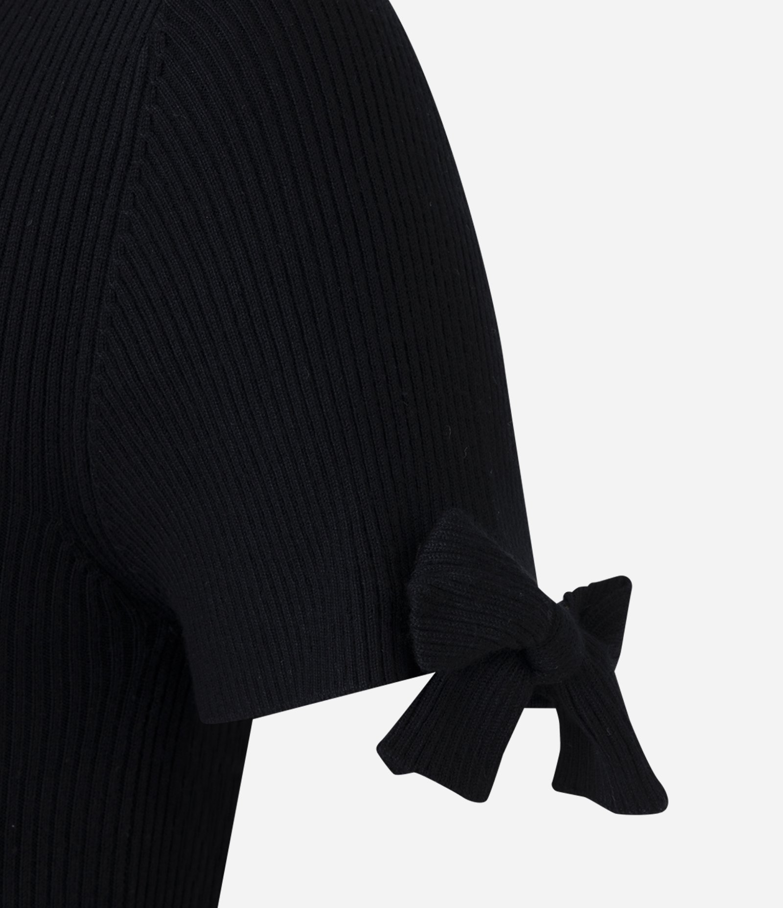 Blusa Regular em Tricô com Lacinho nas Mangas Preto 7
