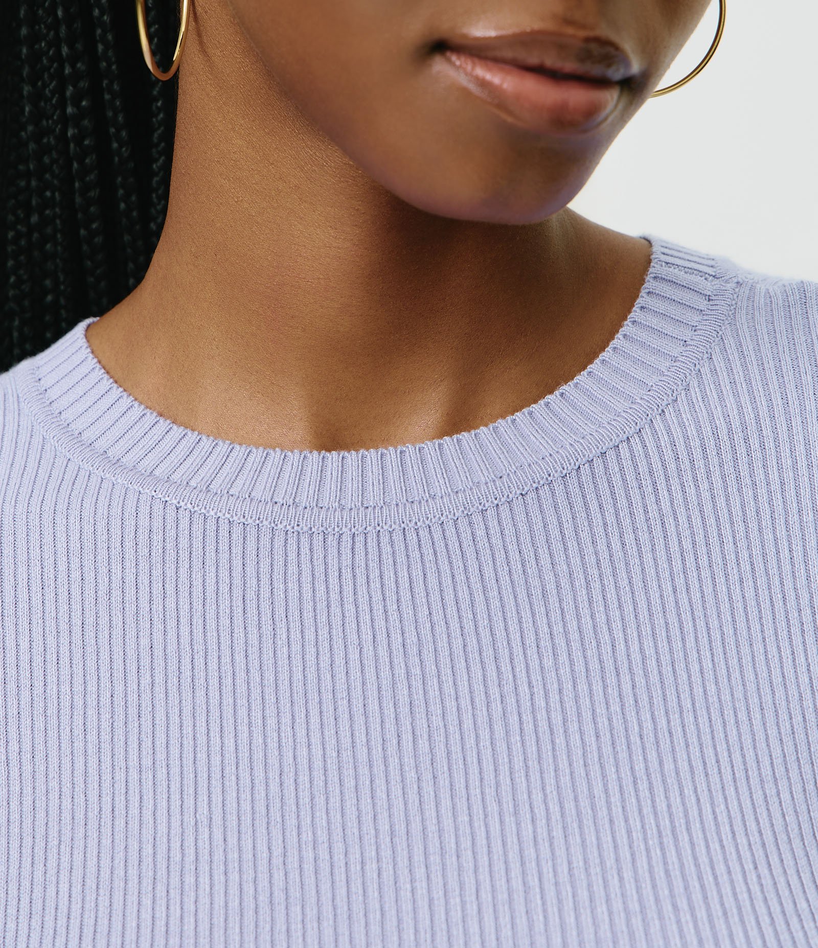 Blusa Regular em Tricô com Lacinho nas Mangas Lilás 5