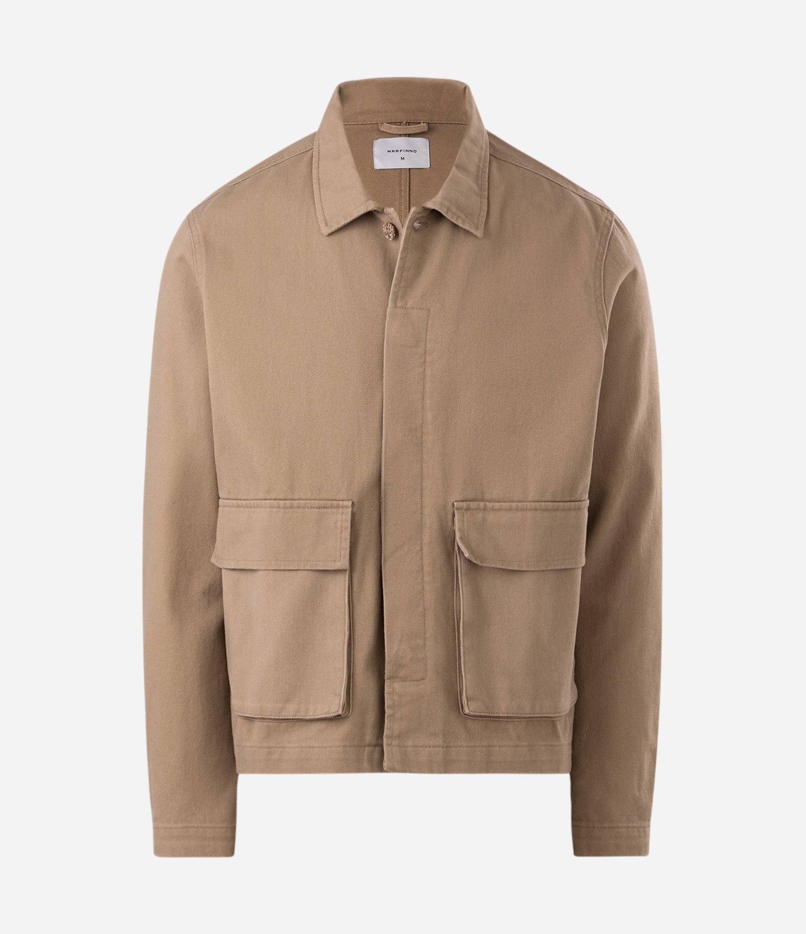Camisa Overshirt em Sarja com Bolsos Bege 6
