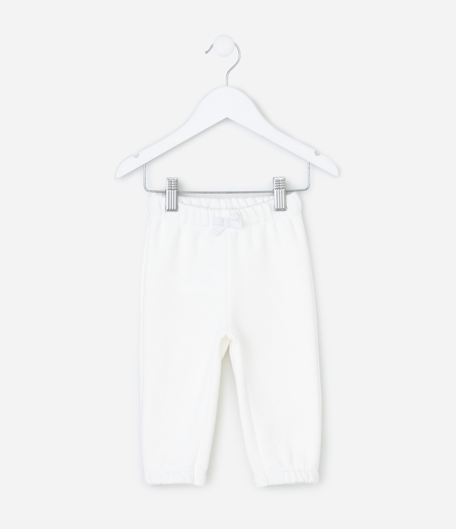 Calça Infantil em Moletom com Felpa e Lacinho – Tam 0 a 18 Meses Branco 1