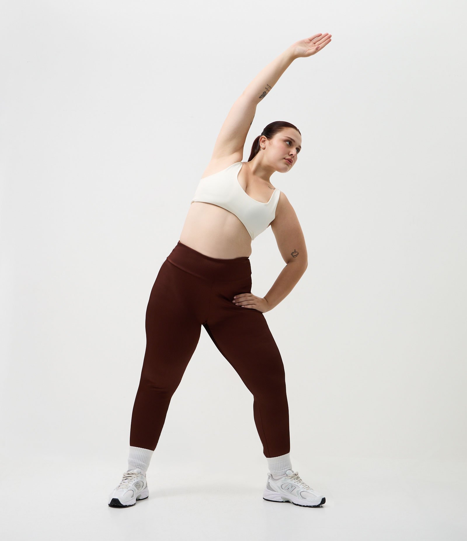 Calça Legging Esportiva em Ribana Curve & Plus Size Marrom 1