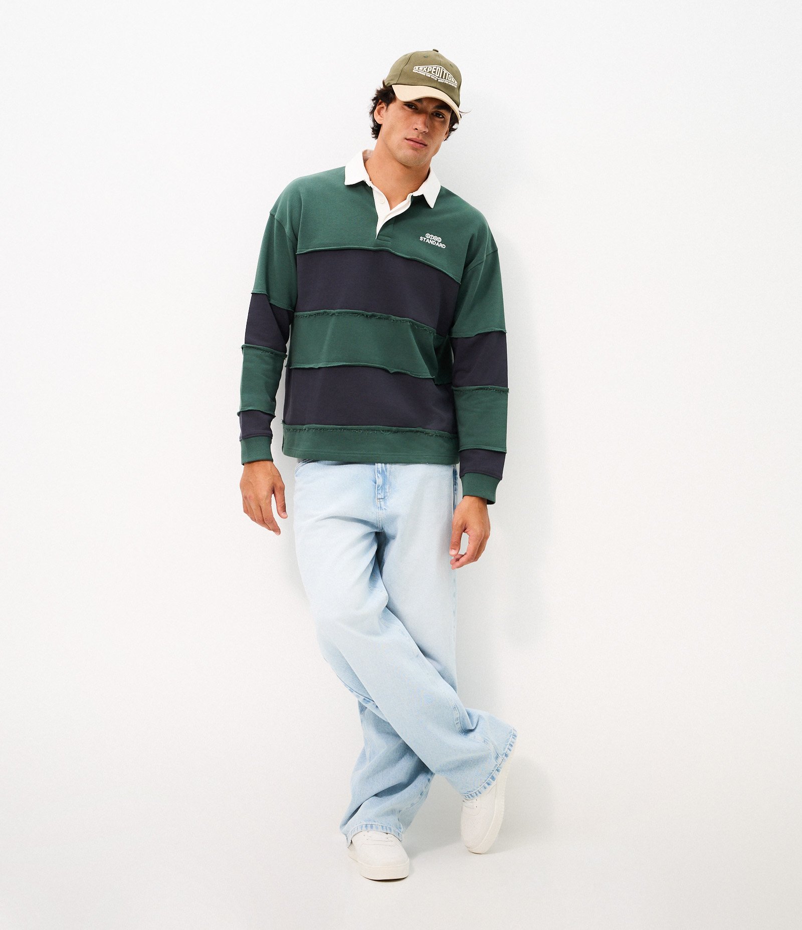 Camiseta Listrada com Gola Polo Verde 2