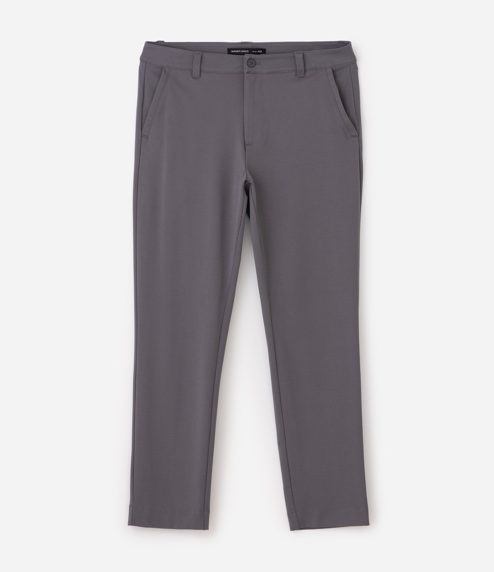 Calça Slim em Sarja Performance Cinza 8