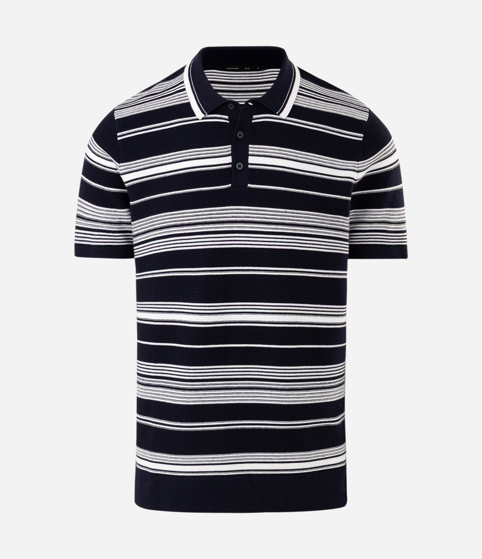 Polo Slim Listrada Tricô Azul 6