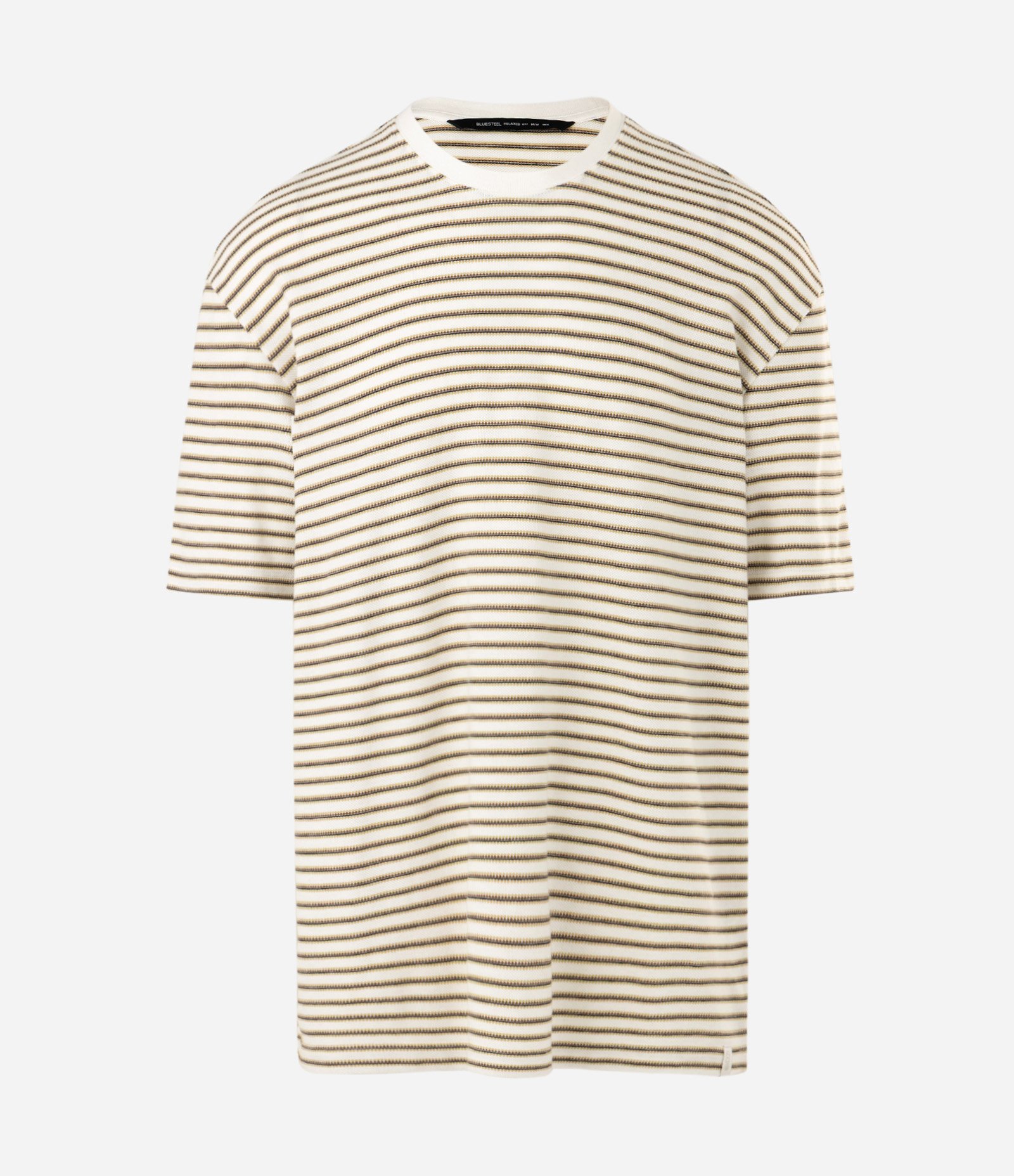 Camiseta Boxy Listrada em Algodão Fio Tinto Off White 4
