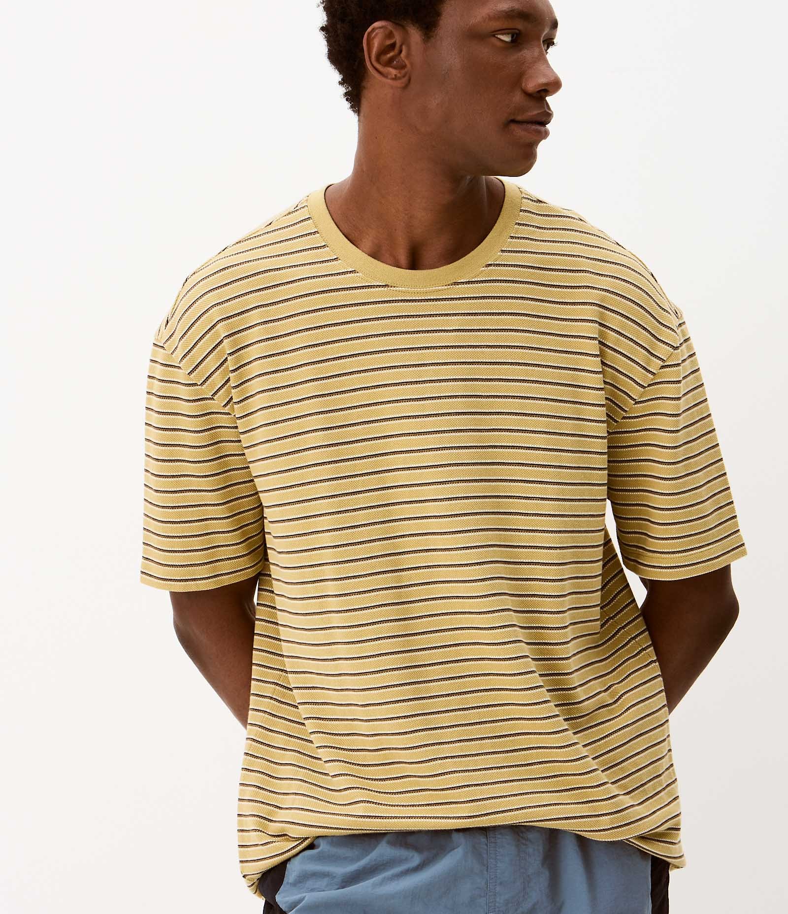 Camiseta Boxy em Algodão com Listras Fio Tinto Amarelo 2