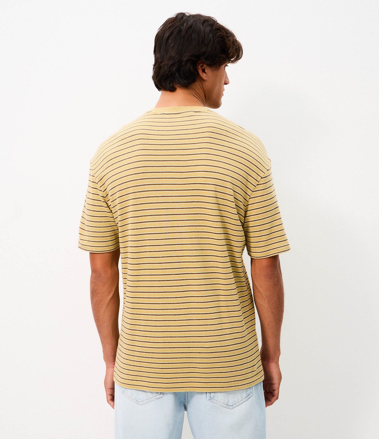 Camiseta Boxy em Algodão com Listras Fio Tinto Amarelo 7