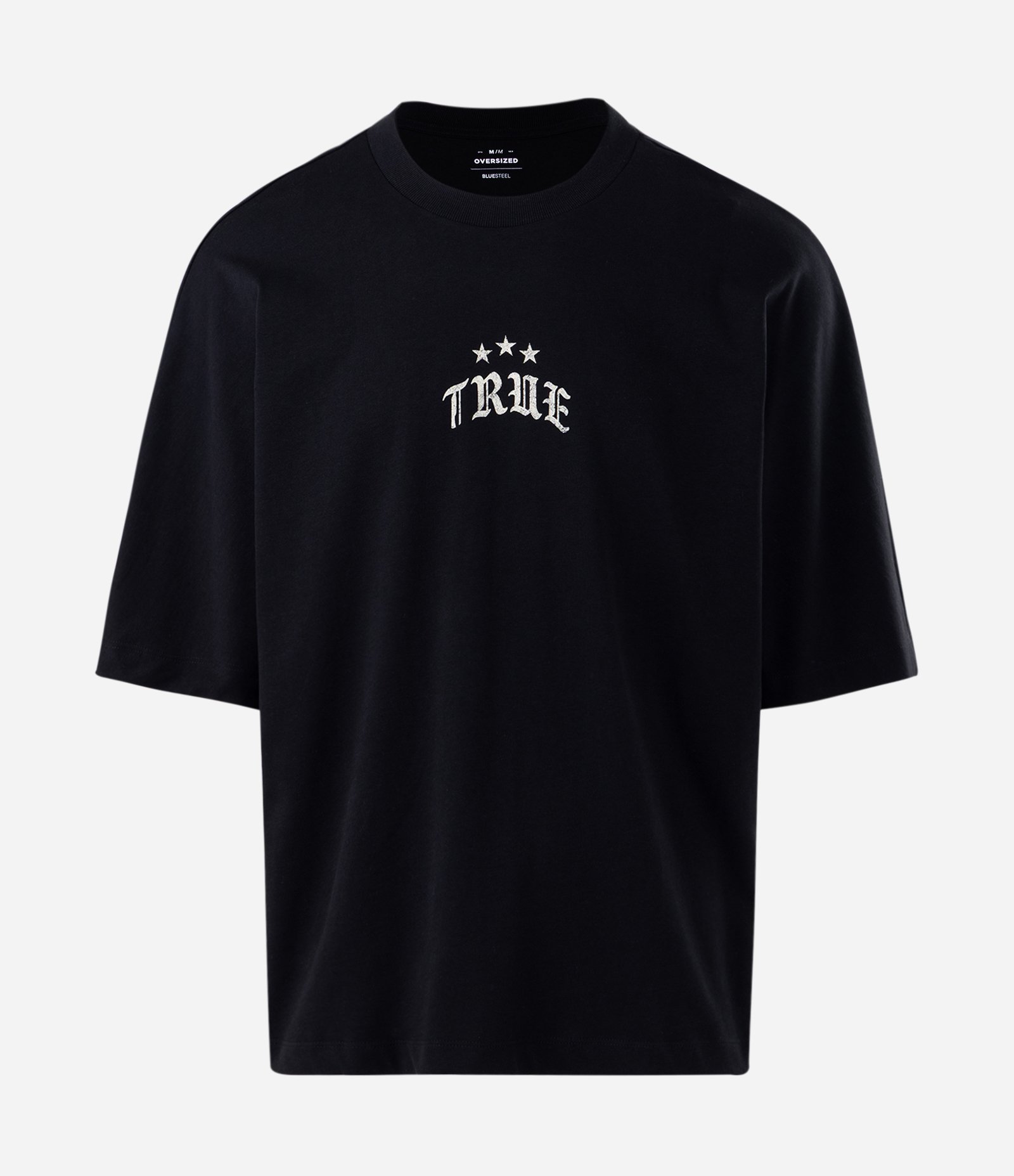 Camiseta Oversized em Algodão com Estampa True Star Preto 4