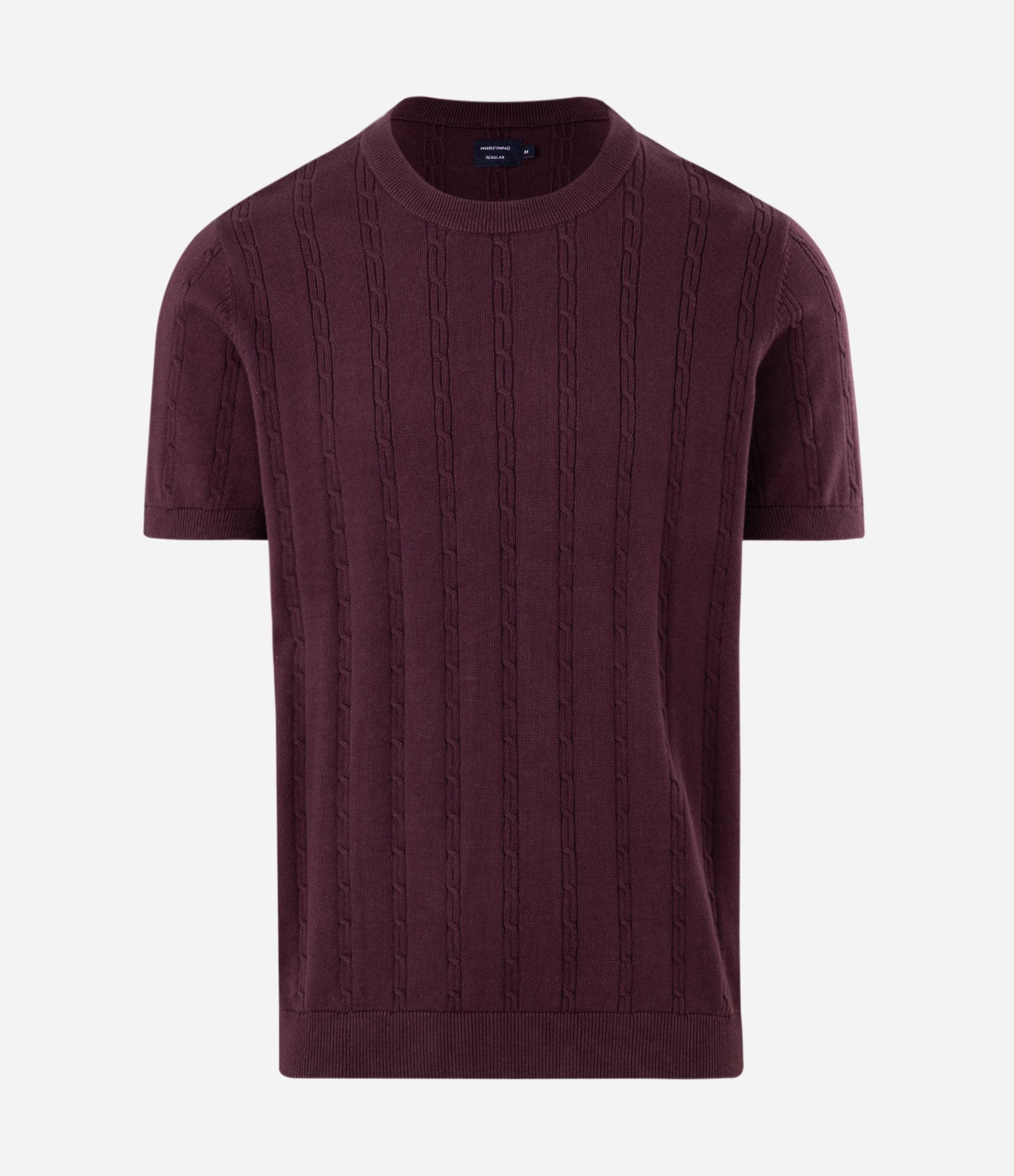 Camiseta em Algodão com Textura Trançada Vinho 5