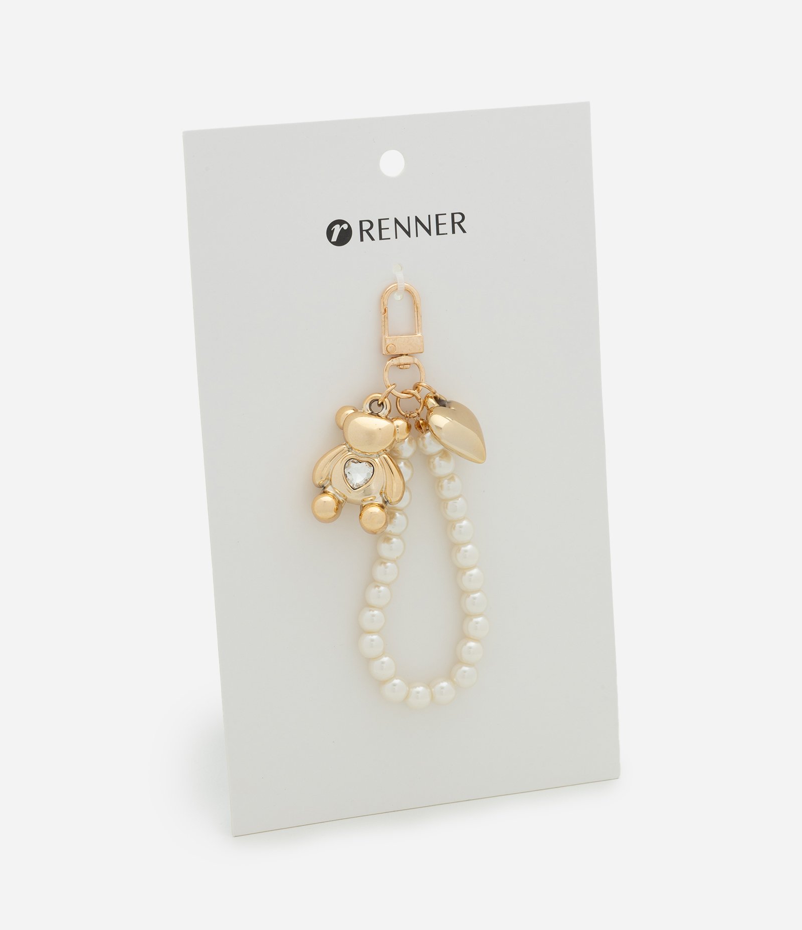 Chaveiro com Pérolas e Ursinhos Dourado 1