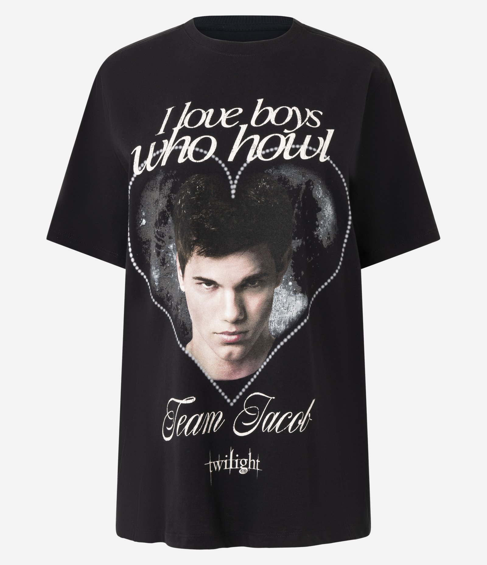 Camiseta em Algodão com Estampa Crepúsculo Team Jacob Preto 1