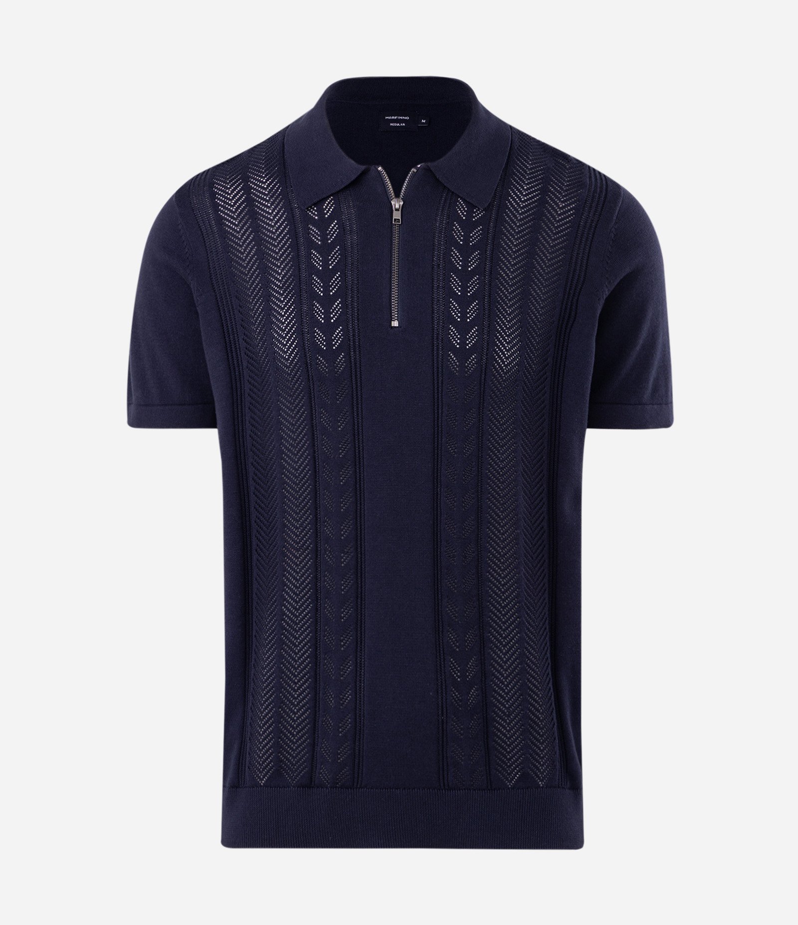 Polo Texturizada Half Zipper Algodão Azul 5