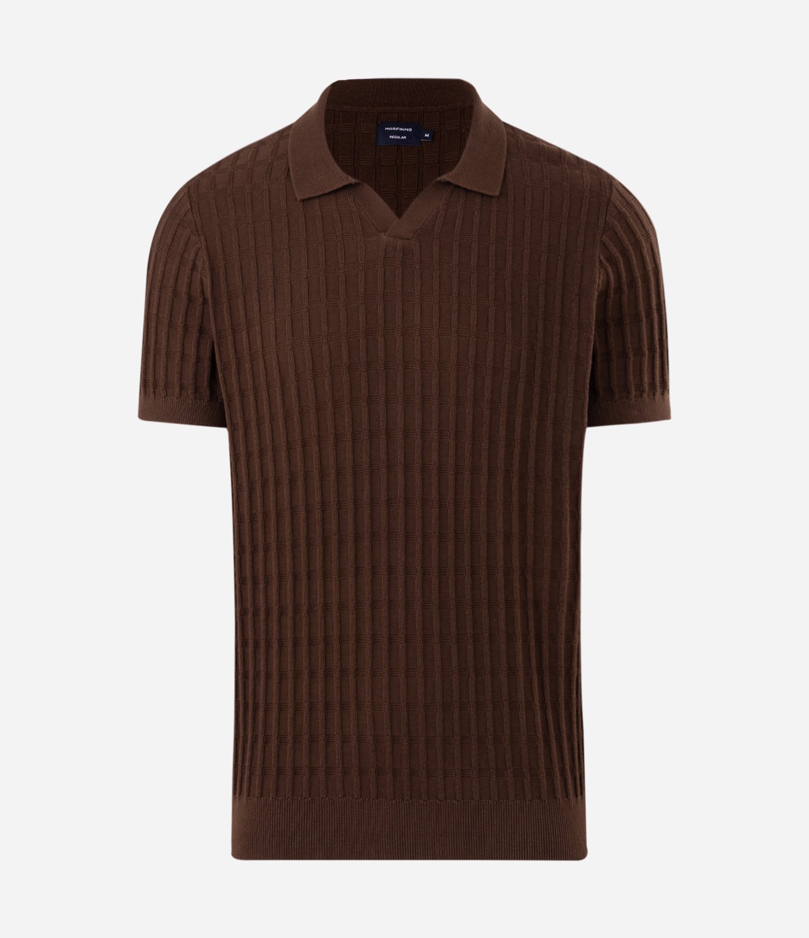 Blusa Polo com Textura Retangular Marrom 5
