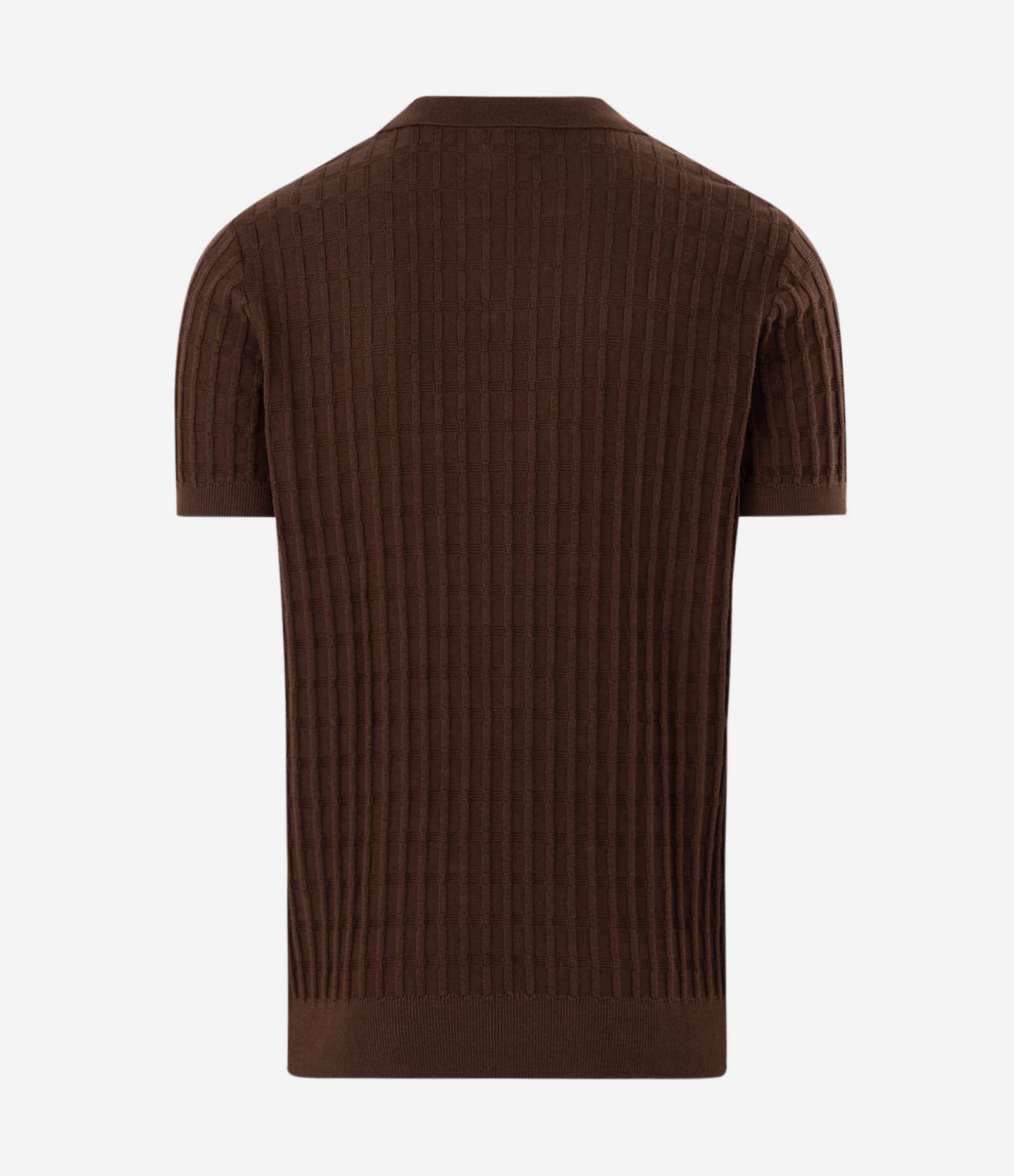 Blusa Polo com Textura Retangular Marrom 6