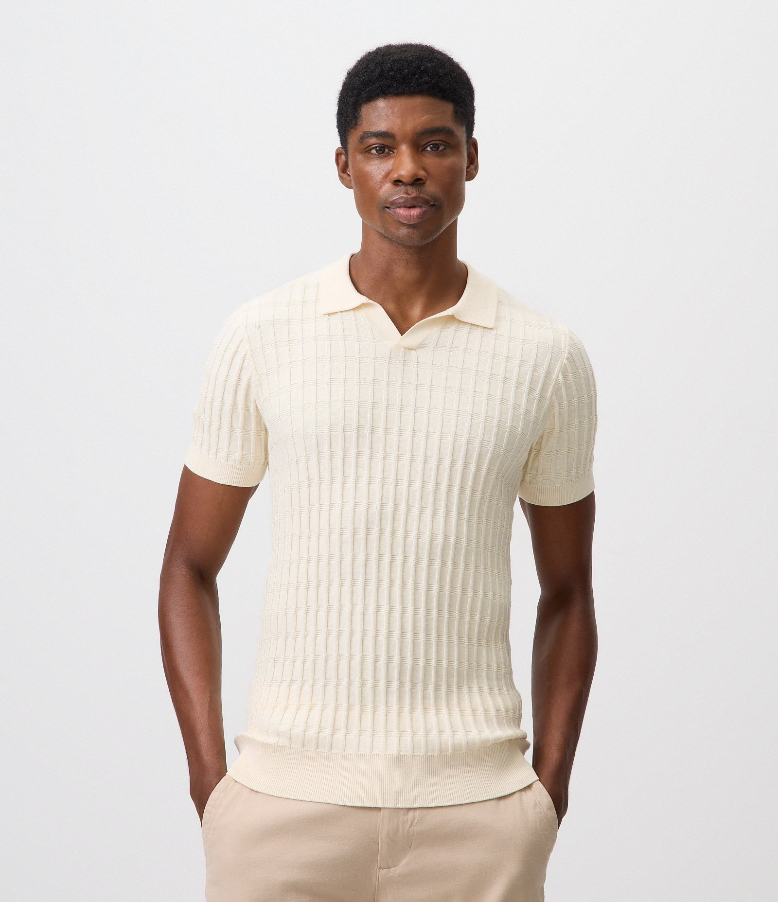 Polo Texturizada Retangular Algodão Off White 3