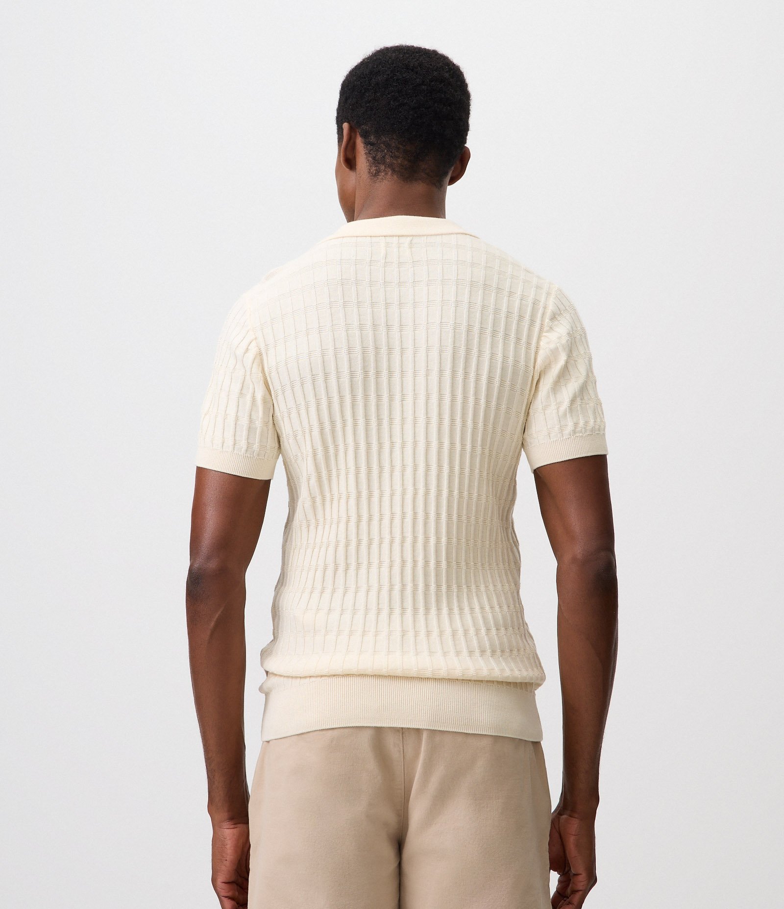 Polo Texturizada Retangular Algodão Off White 4