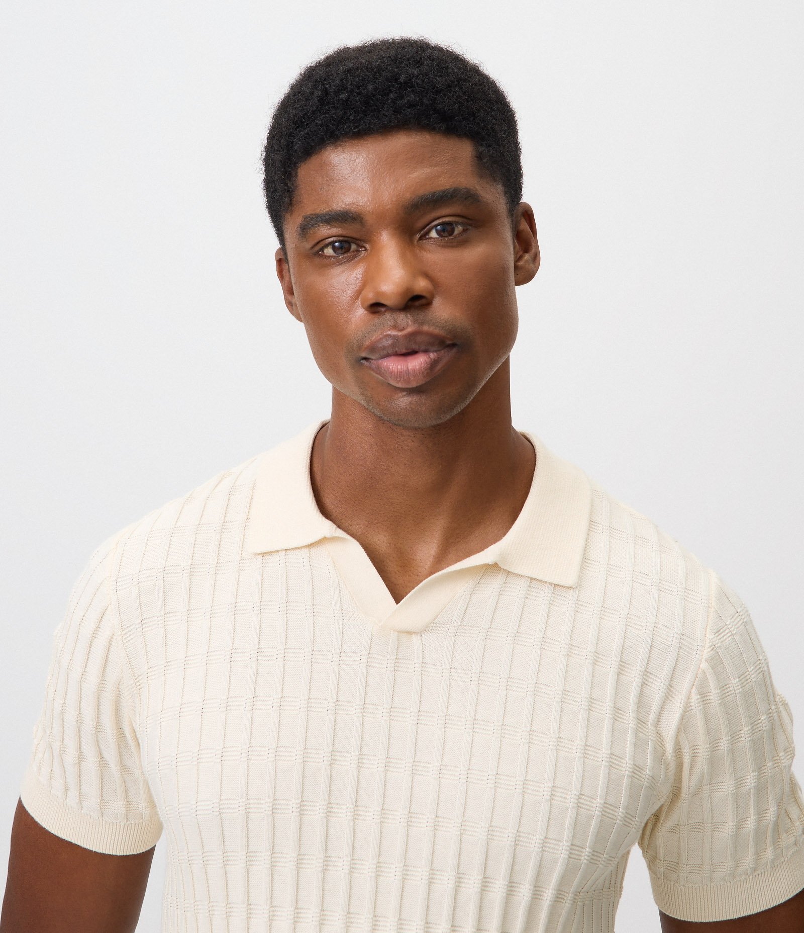 Polo Texturizada Retangular Algodão Off White 5