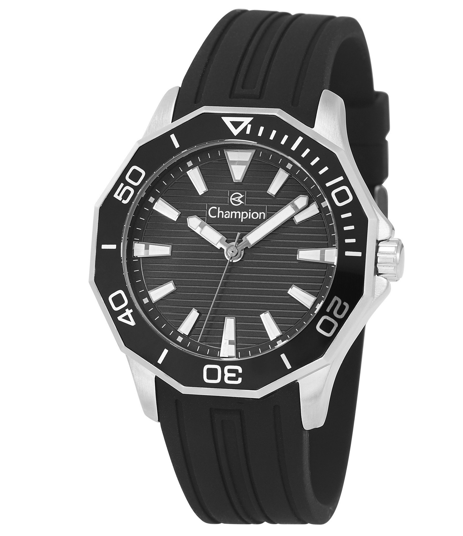 Relógio Analógico Metal e Silicone Masculino Champion Preto 1