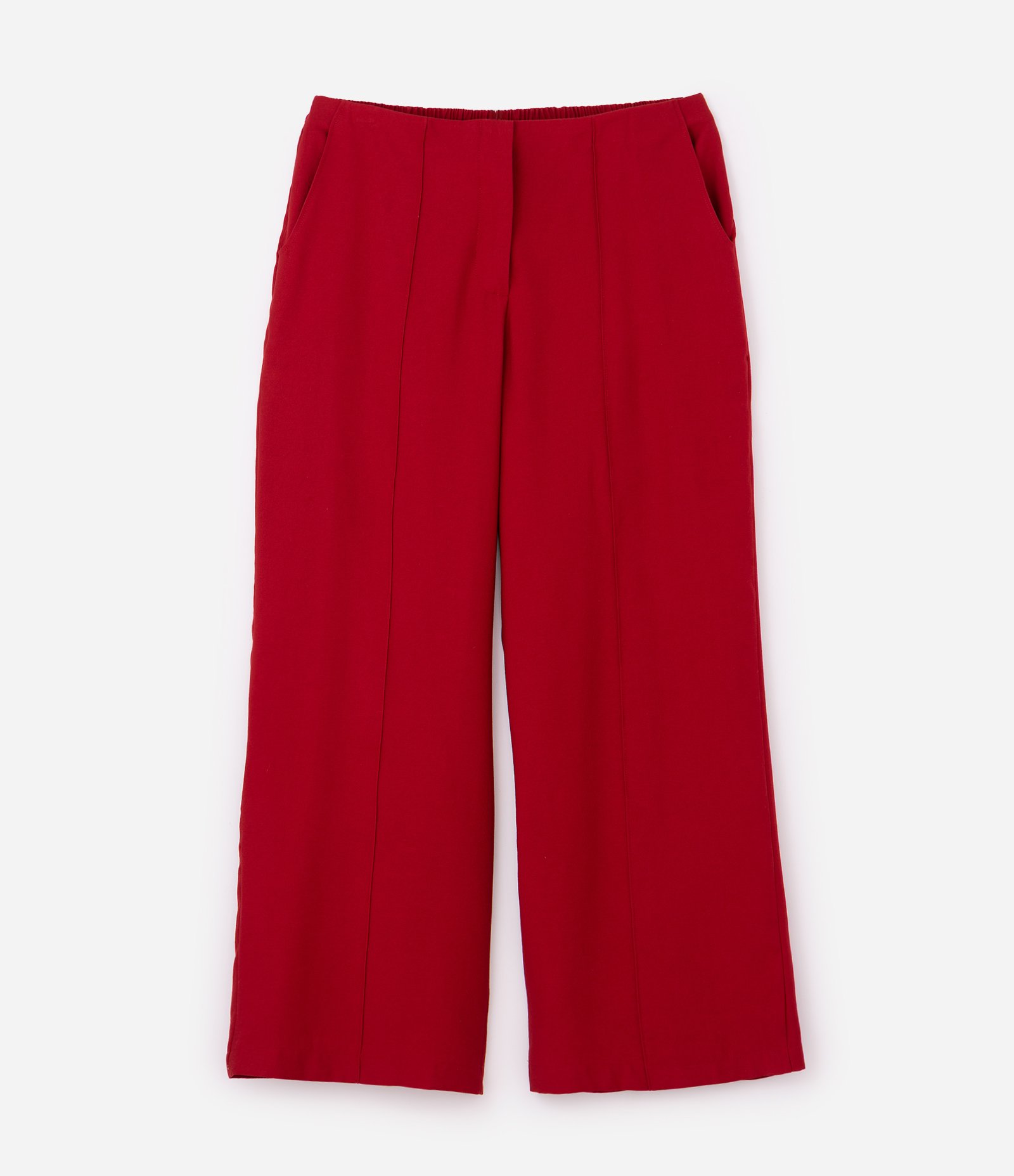 Calça Alfaiatada Wide com Friso Frontal Curve & Plus Size Vermelho 1