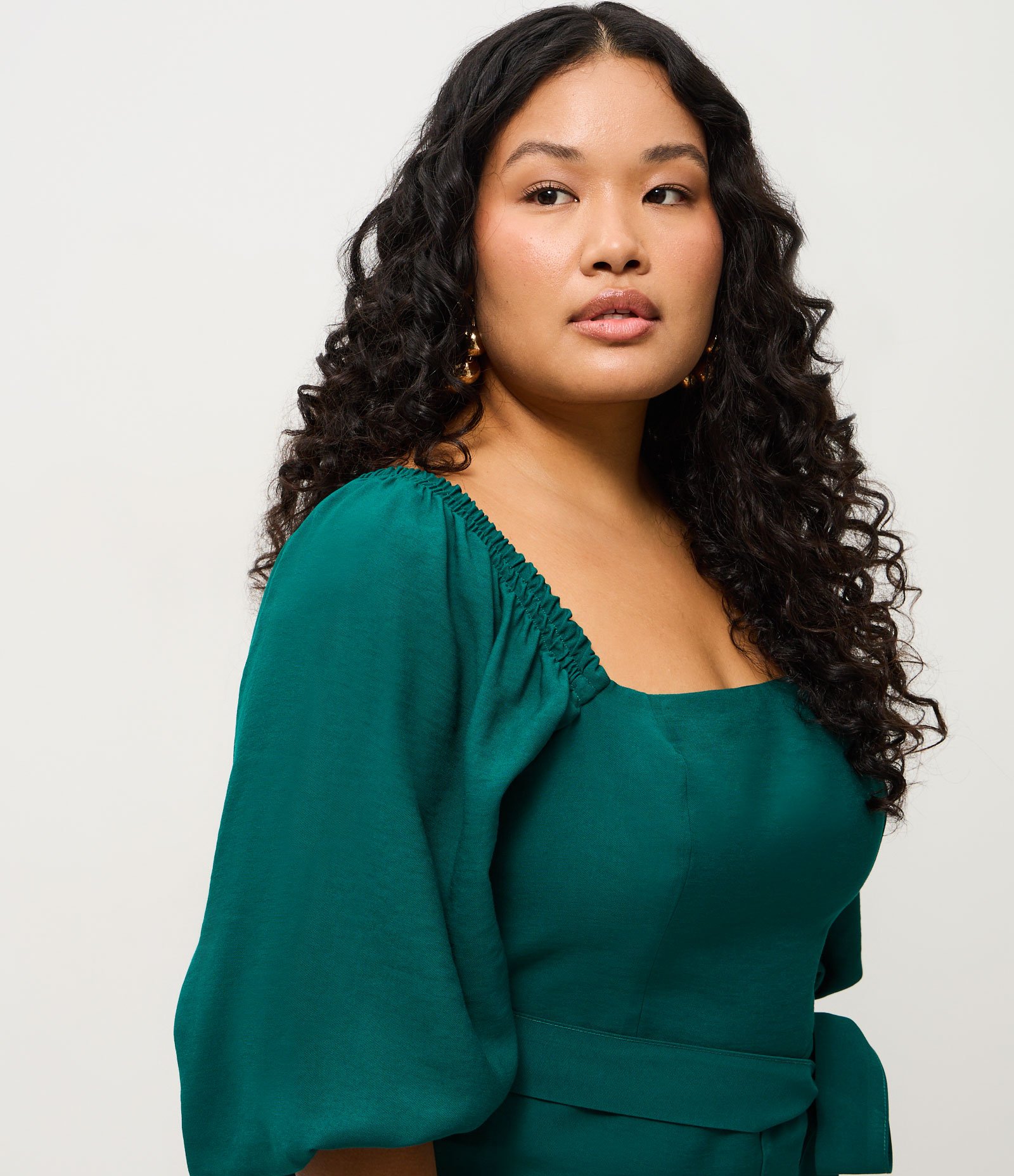 Macacão Pantalona com Decote Quadrado Curve & Plus Size Verde 3