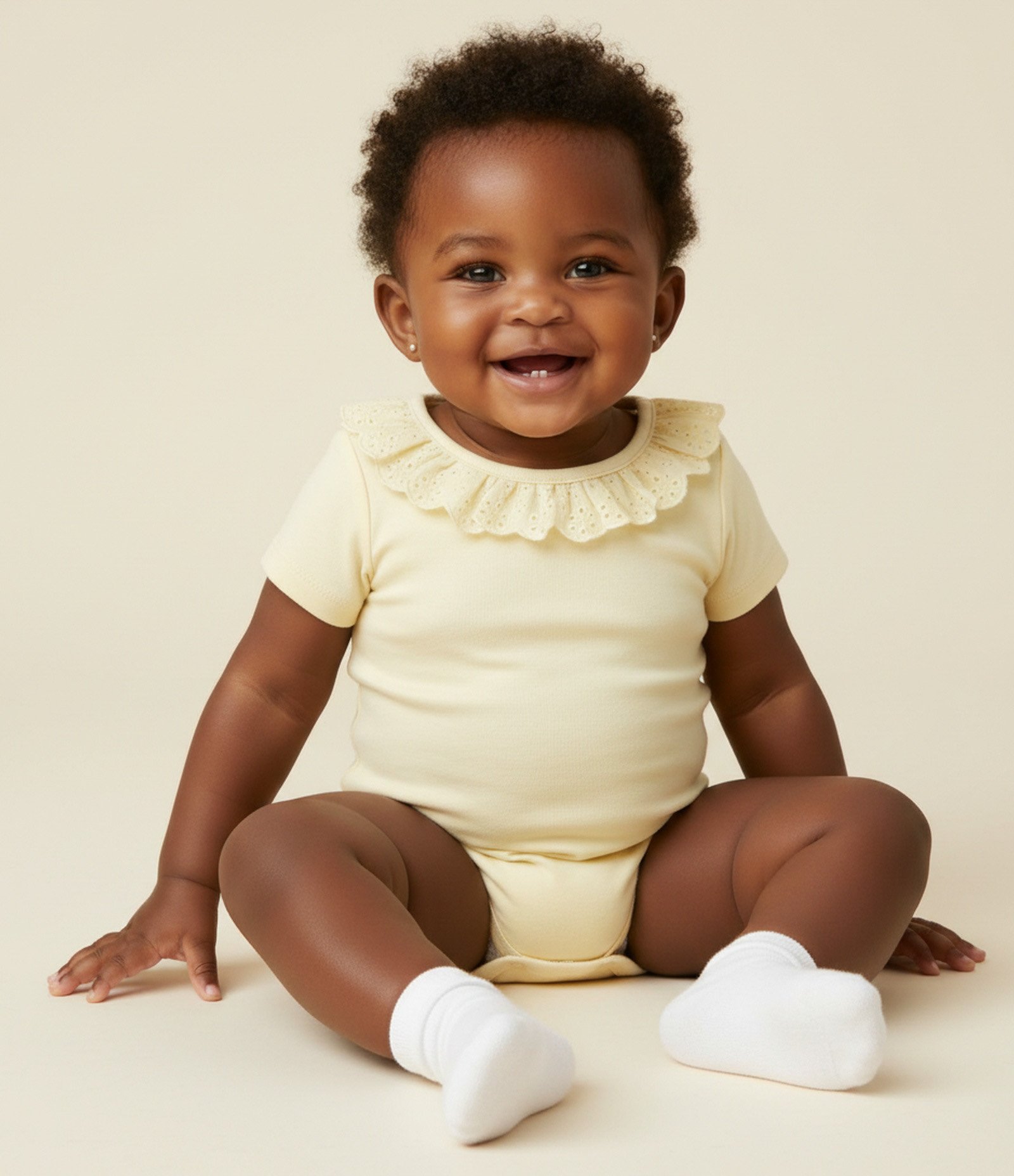Body Infantil com Babado na Gola – Tam 0 a 18 Meses Amarelo 1