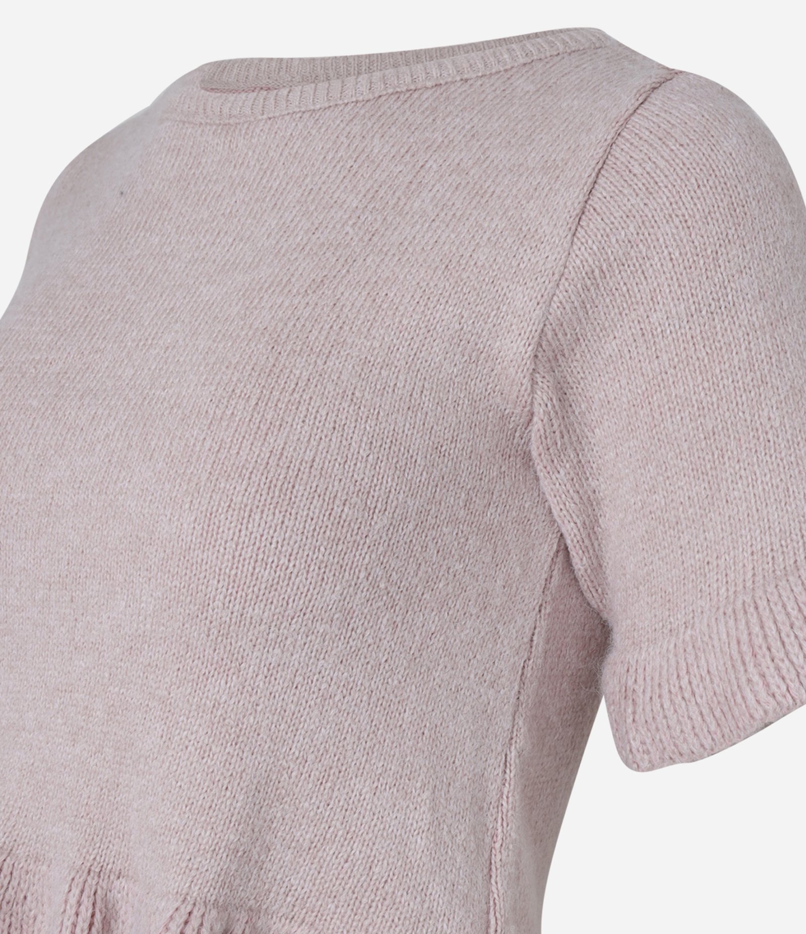 Blusa em Tricô com Babadinhos nas Mangas e Barra Rosa 2