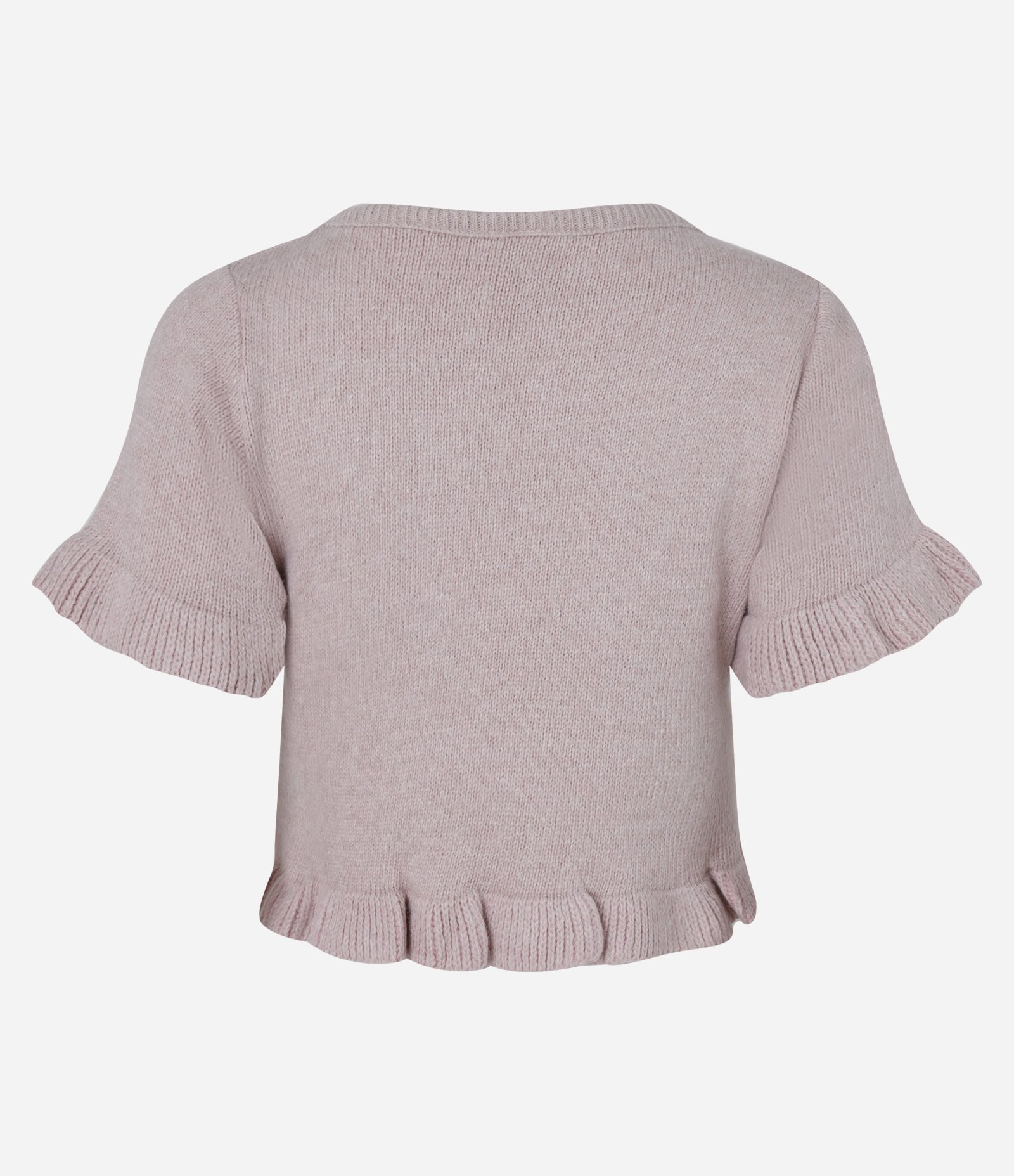 Blusa em Tricô com Babadinhos nas Mangas e Barra Rosa 3