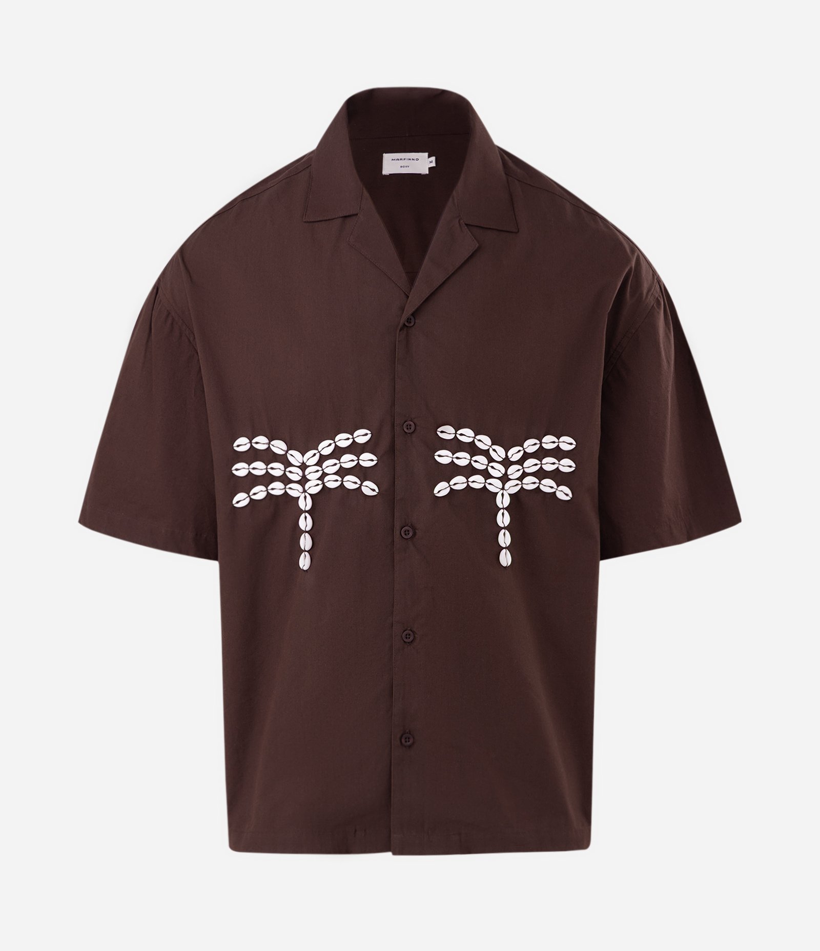 Camisa Bordado Coqueiro Conchas Marrom 5